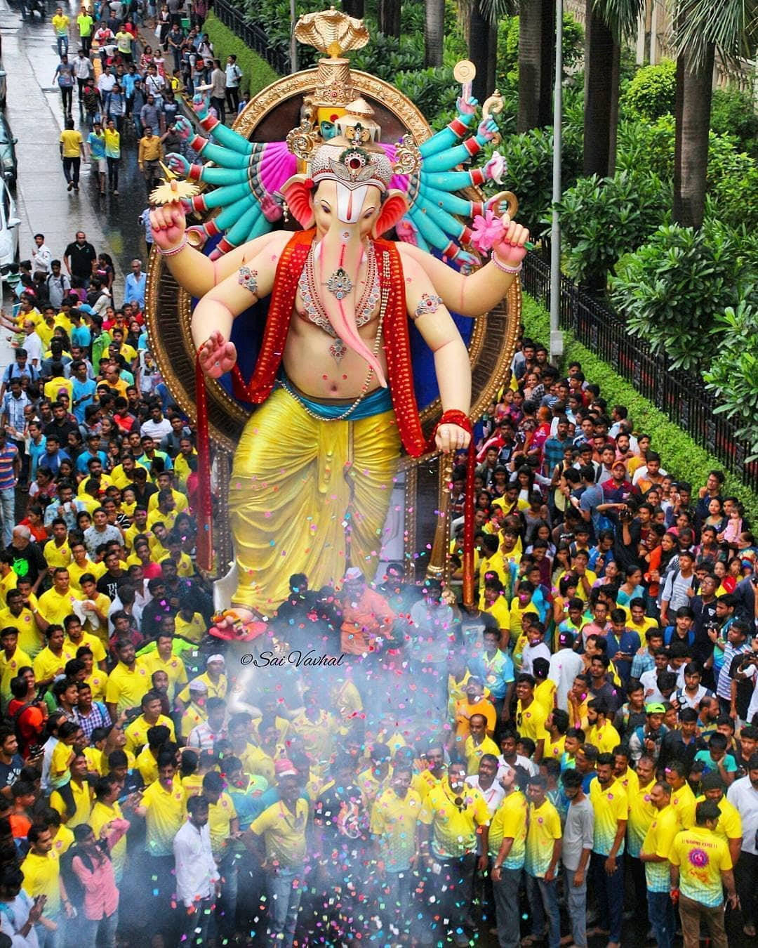 Ganesh, statue procession, colorful Ganesha statue, HD Phone Wallpaper