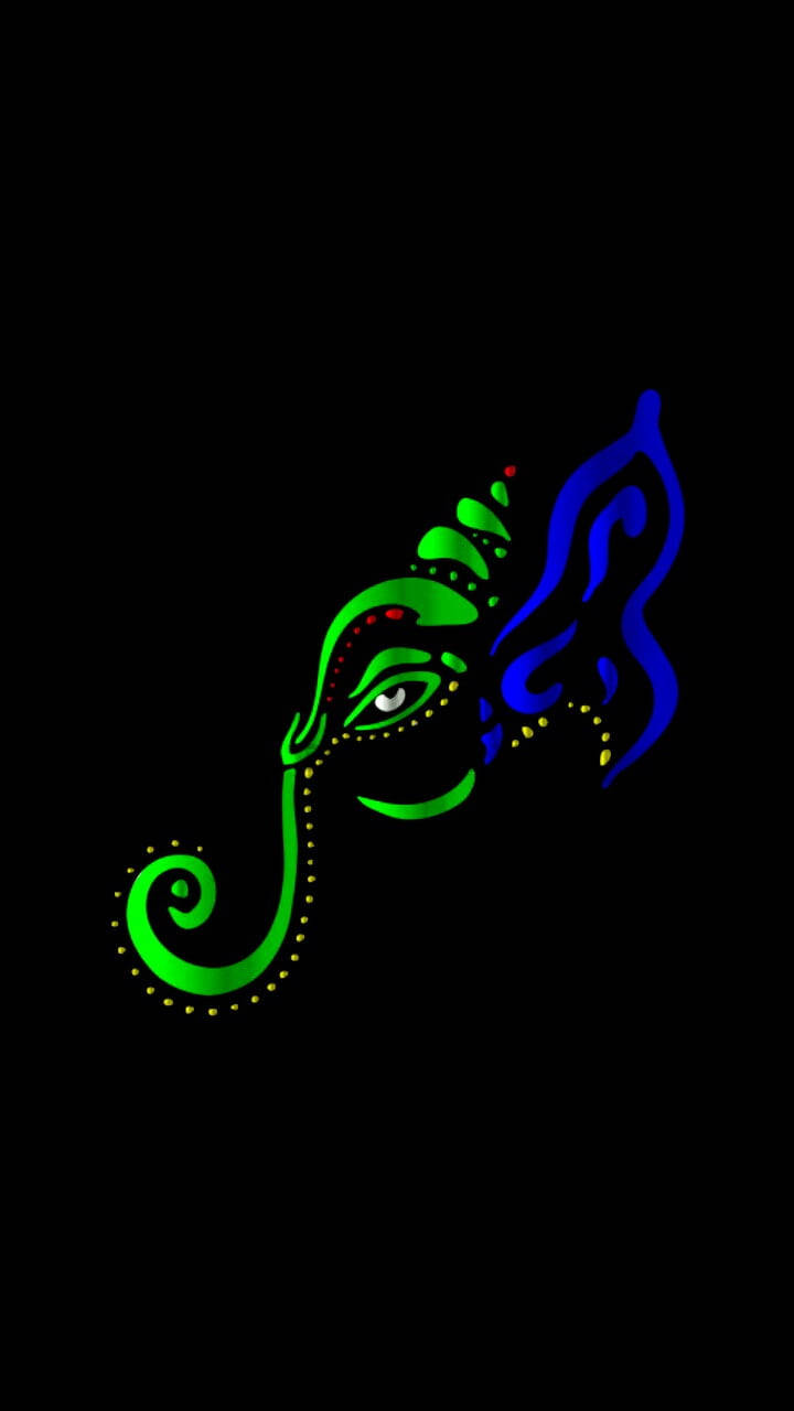 Ganesh, blue green, neon green, HD Phone Wallpaper