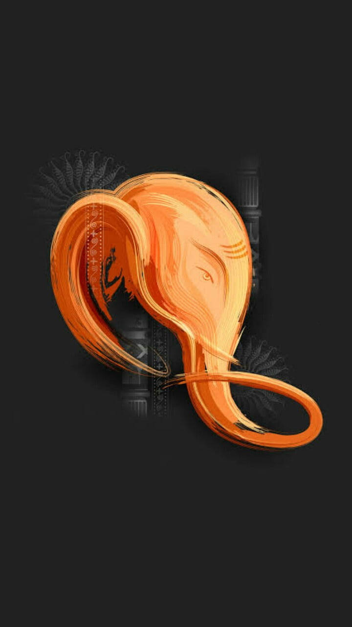 Ganesh, elephant head, orange, HD Phone Wallpaper