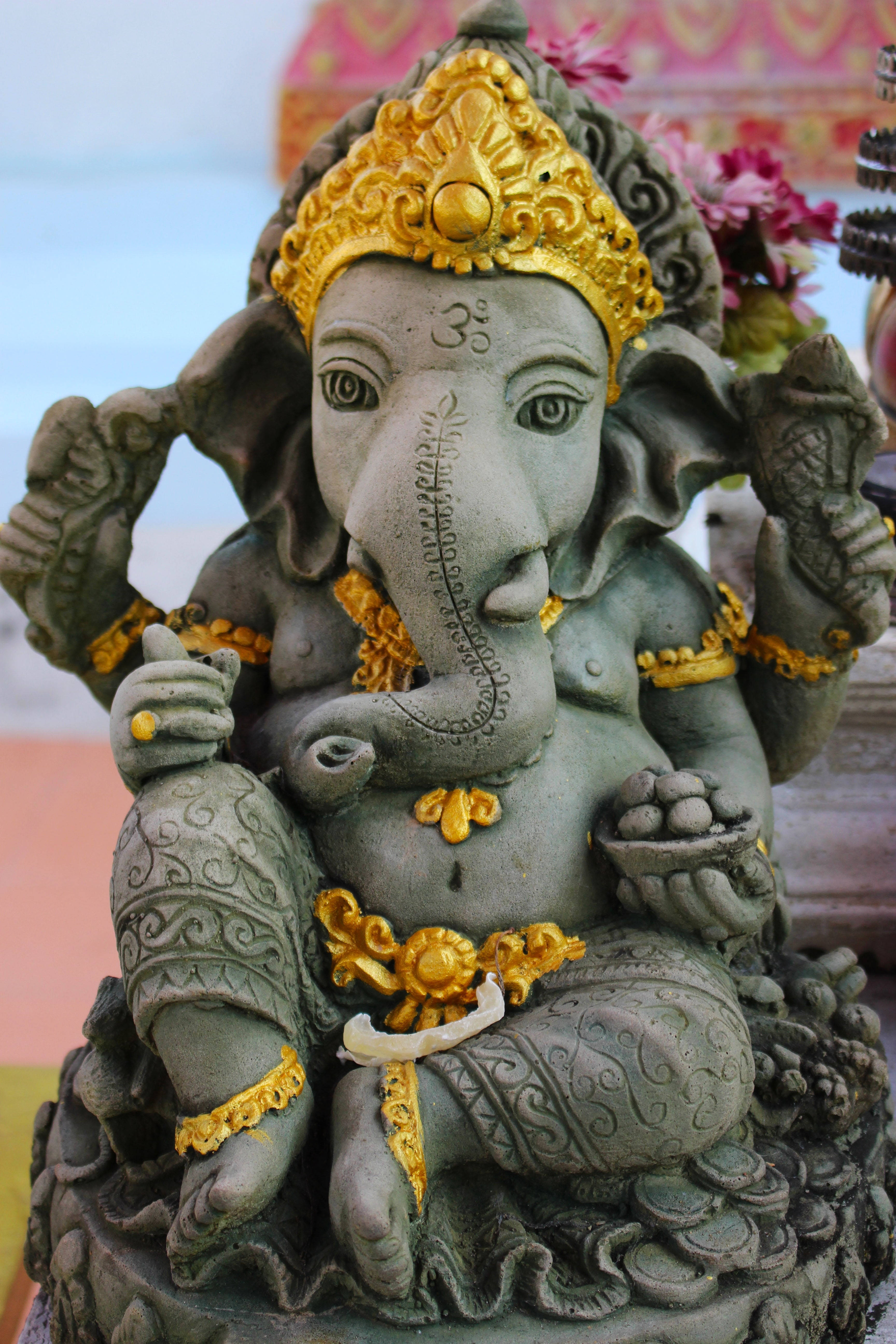 Ganesh, Full HD Statue, gold, 5K Phone Wallpaper