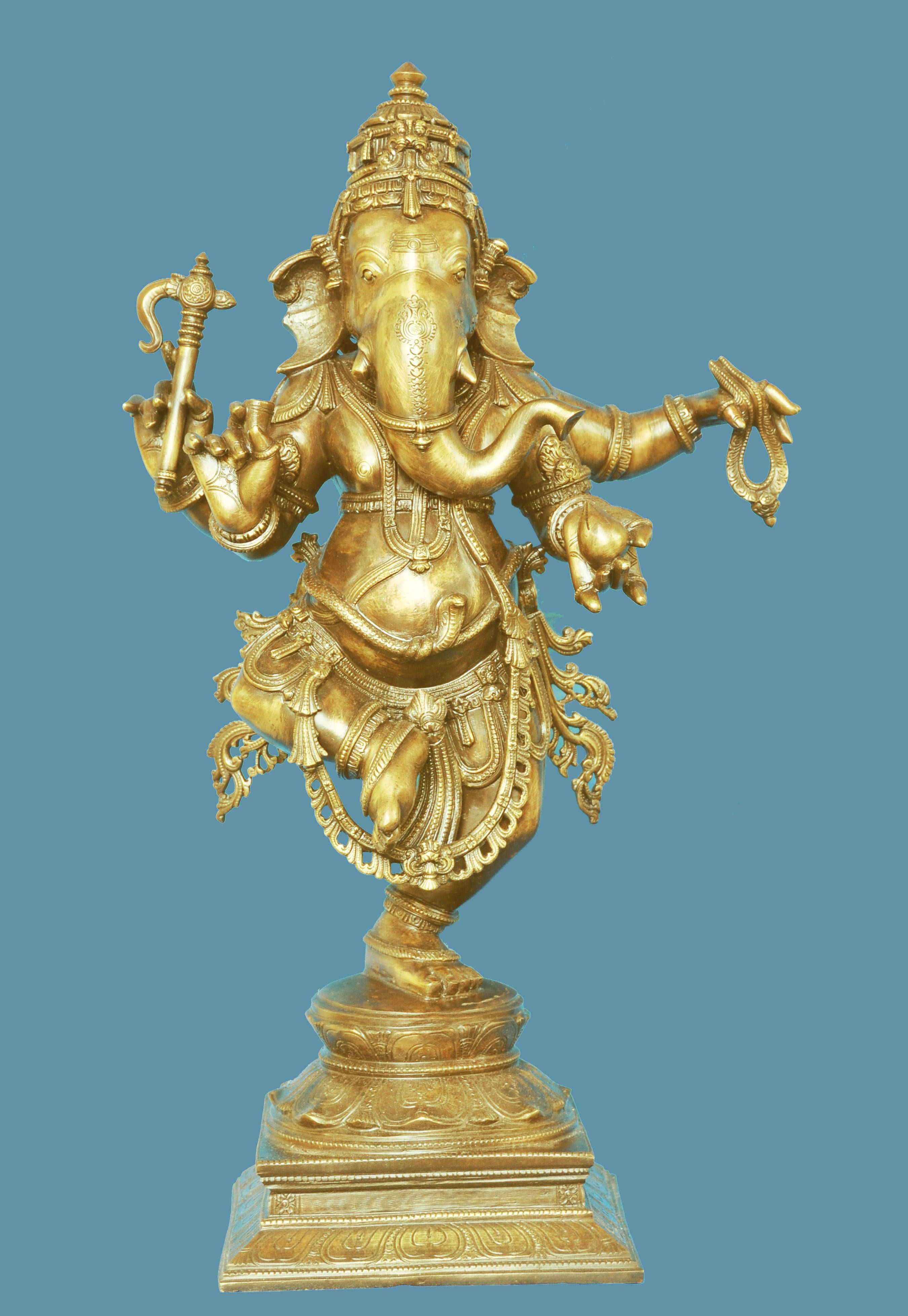 Ganesh Ji, golden statue, elephant head, 4K Phone Wallpaper