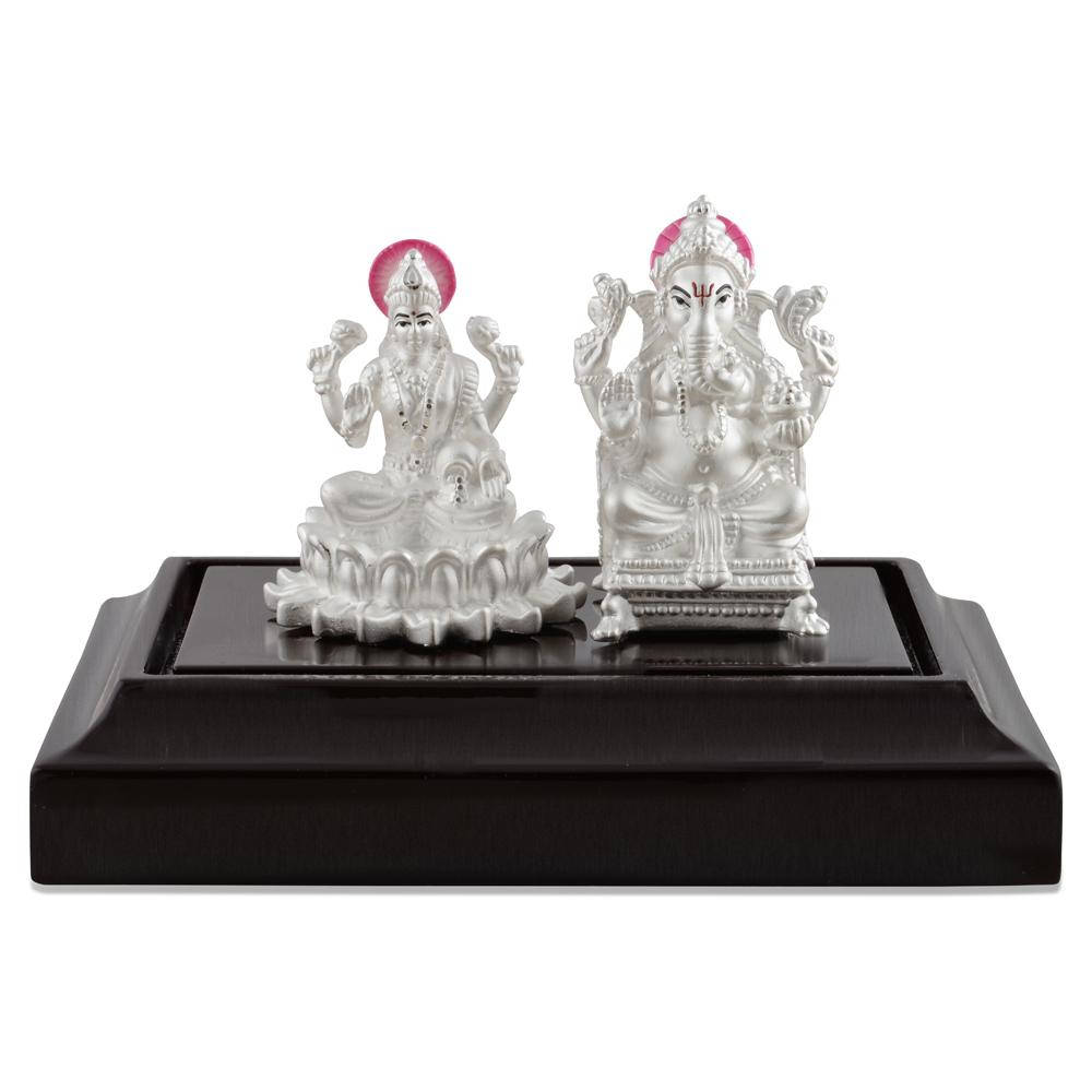 Ganesh Lakshmi, silver, pink halos, SD Desktop Wallpaper
