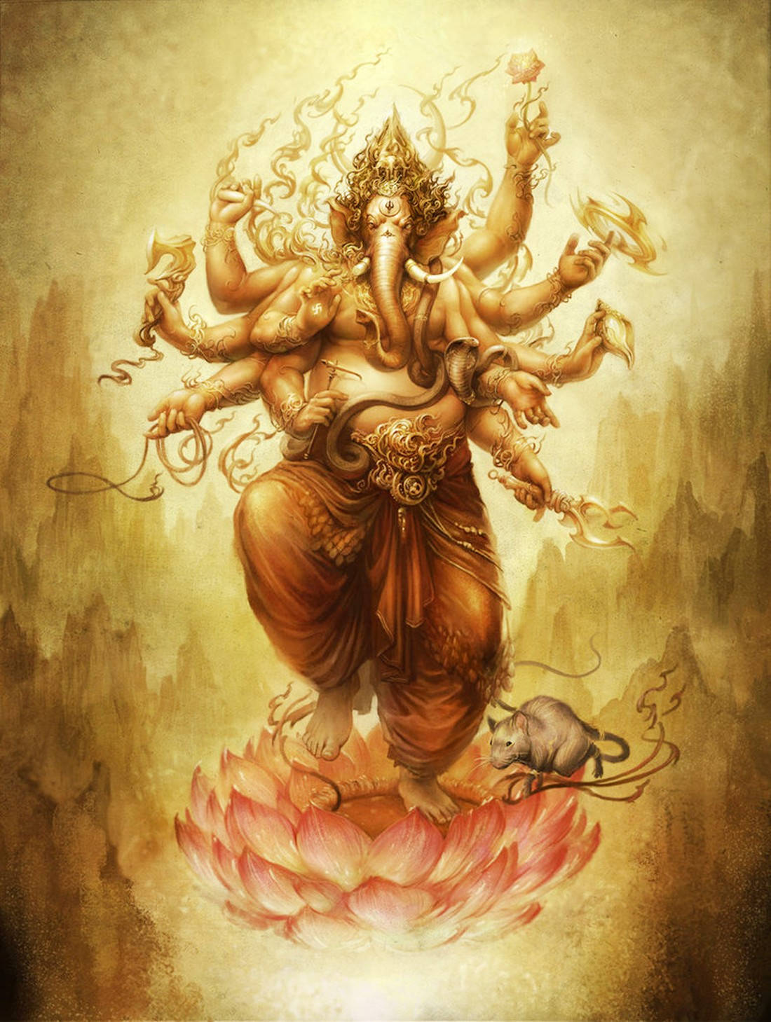 Ganesh Mobile, multi-armed Hindu deity, elephant head, HD Phone Wallpaper