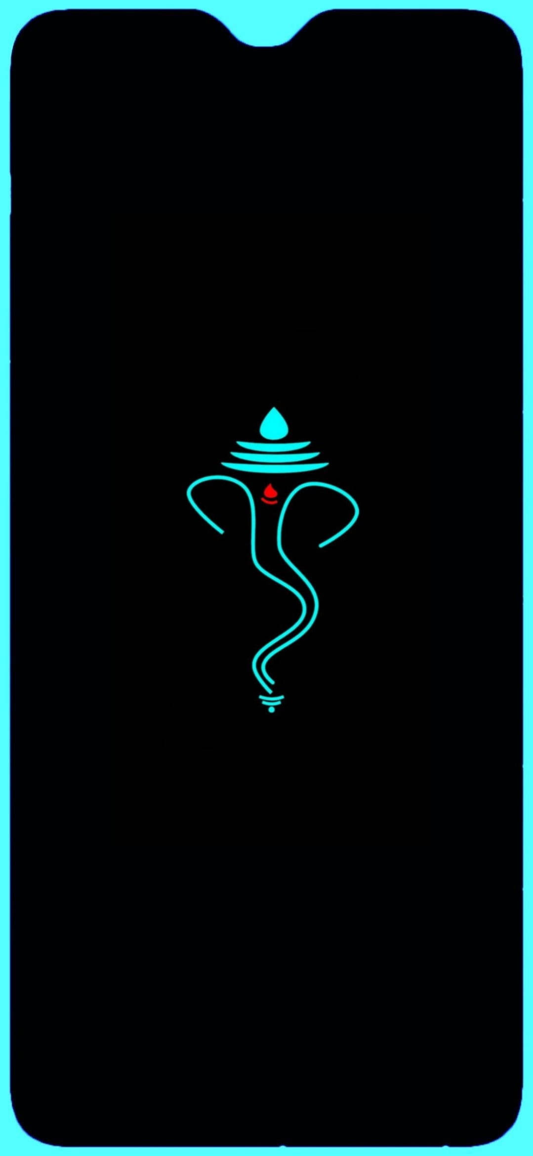 Ganesh, iPhone, glowing cyan neon outline, Full HD Phone Wallpaper
