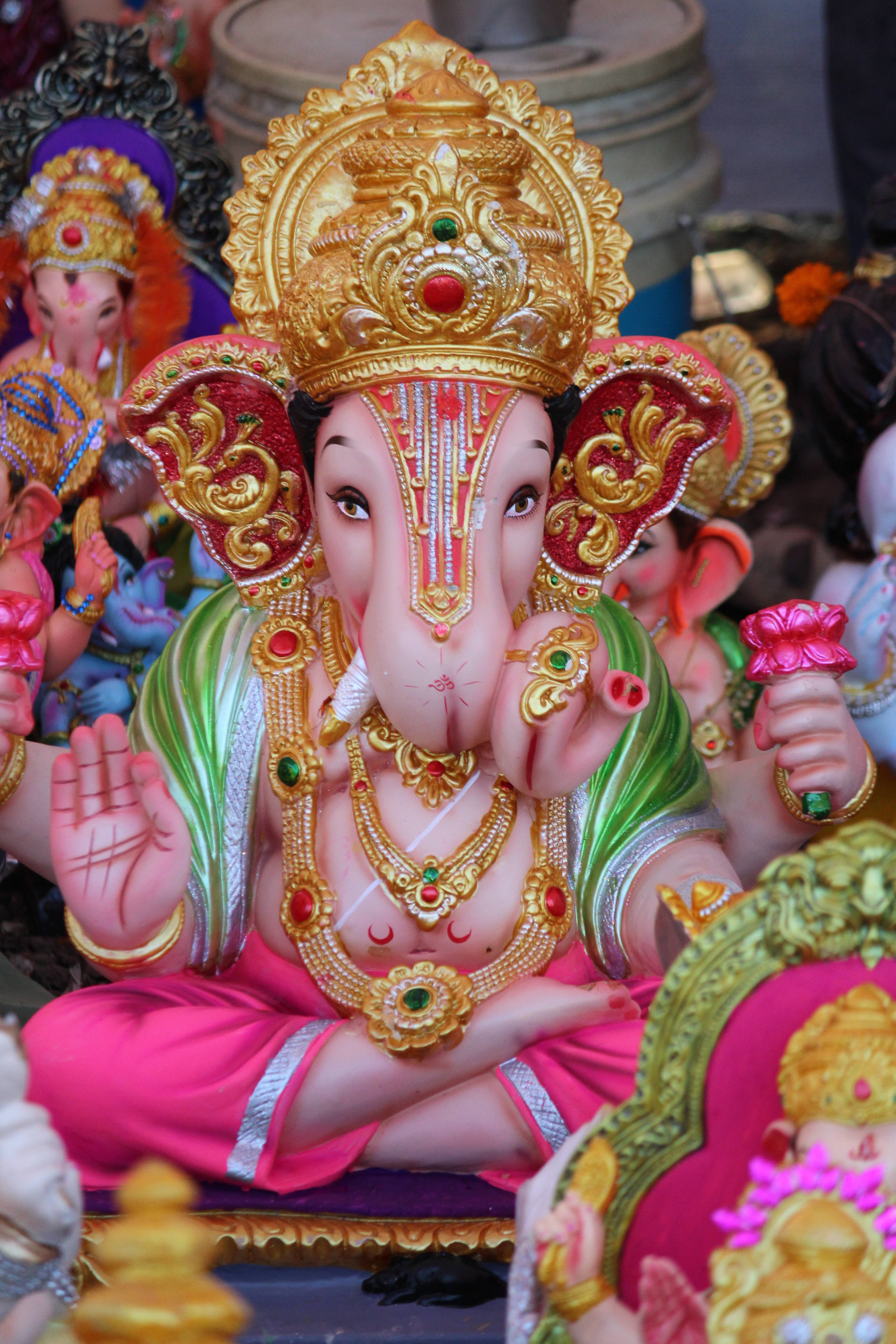 Ganesh, statuette, mobile device, 5K Phone Wallpaper