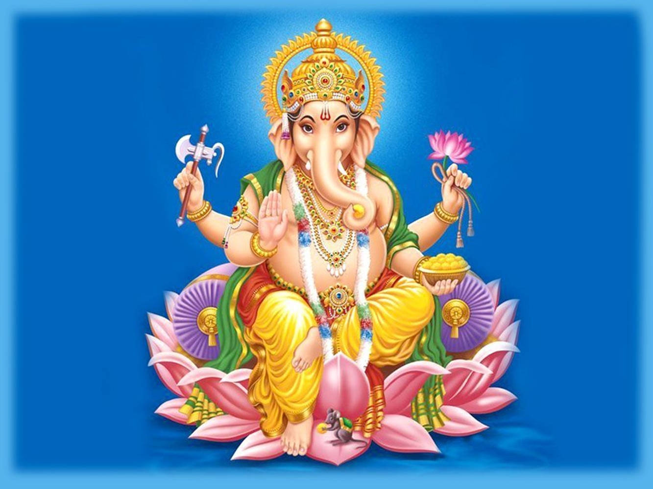 Ganesh, pink lotus throne, lotus flower, HD Desktop Wallpaper