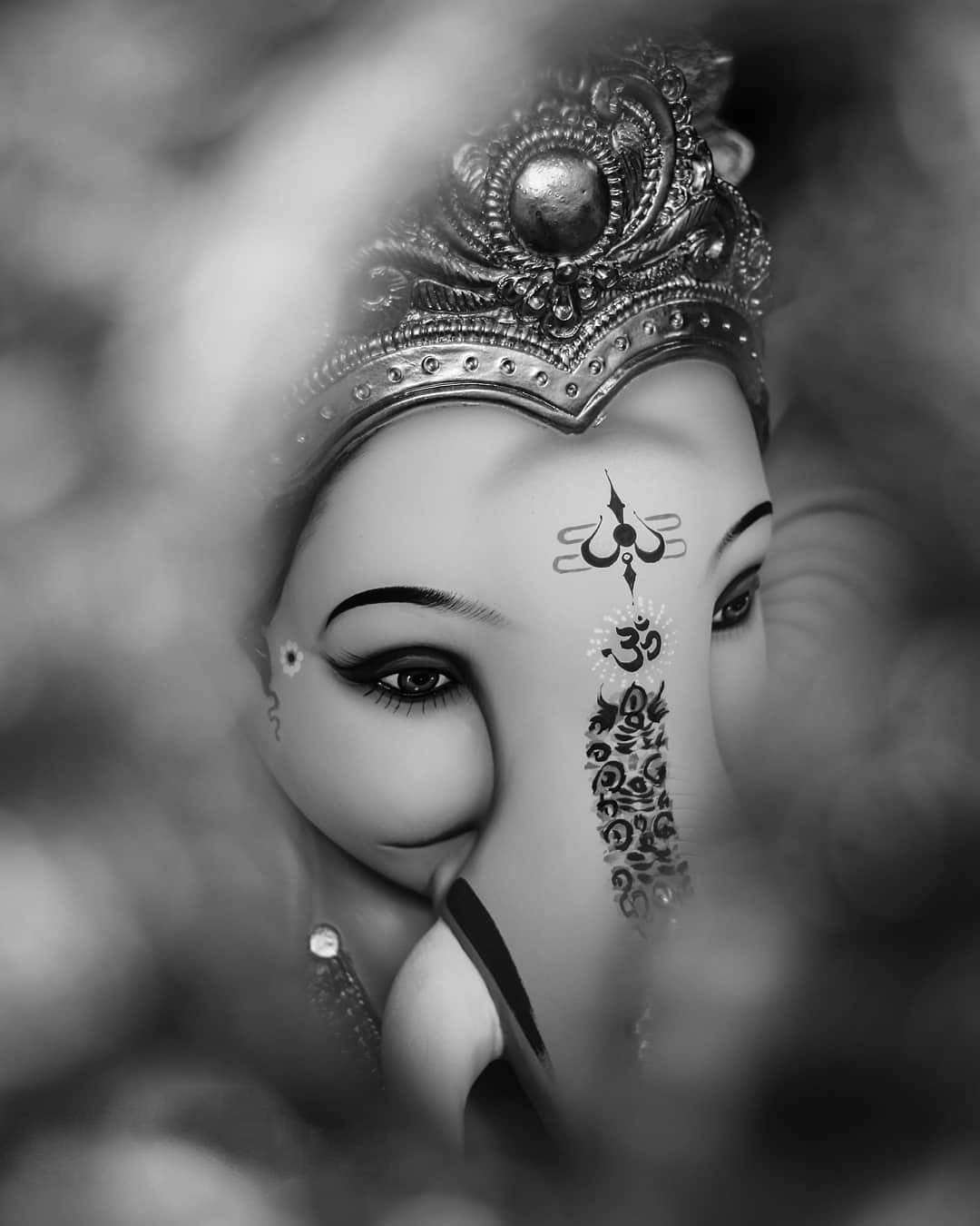 Ganesh, black and white, portrait, HD Phone Wallpaper