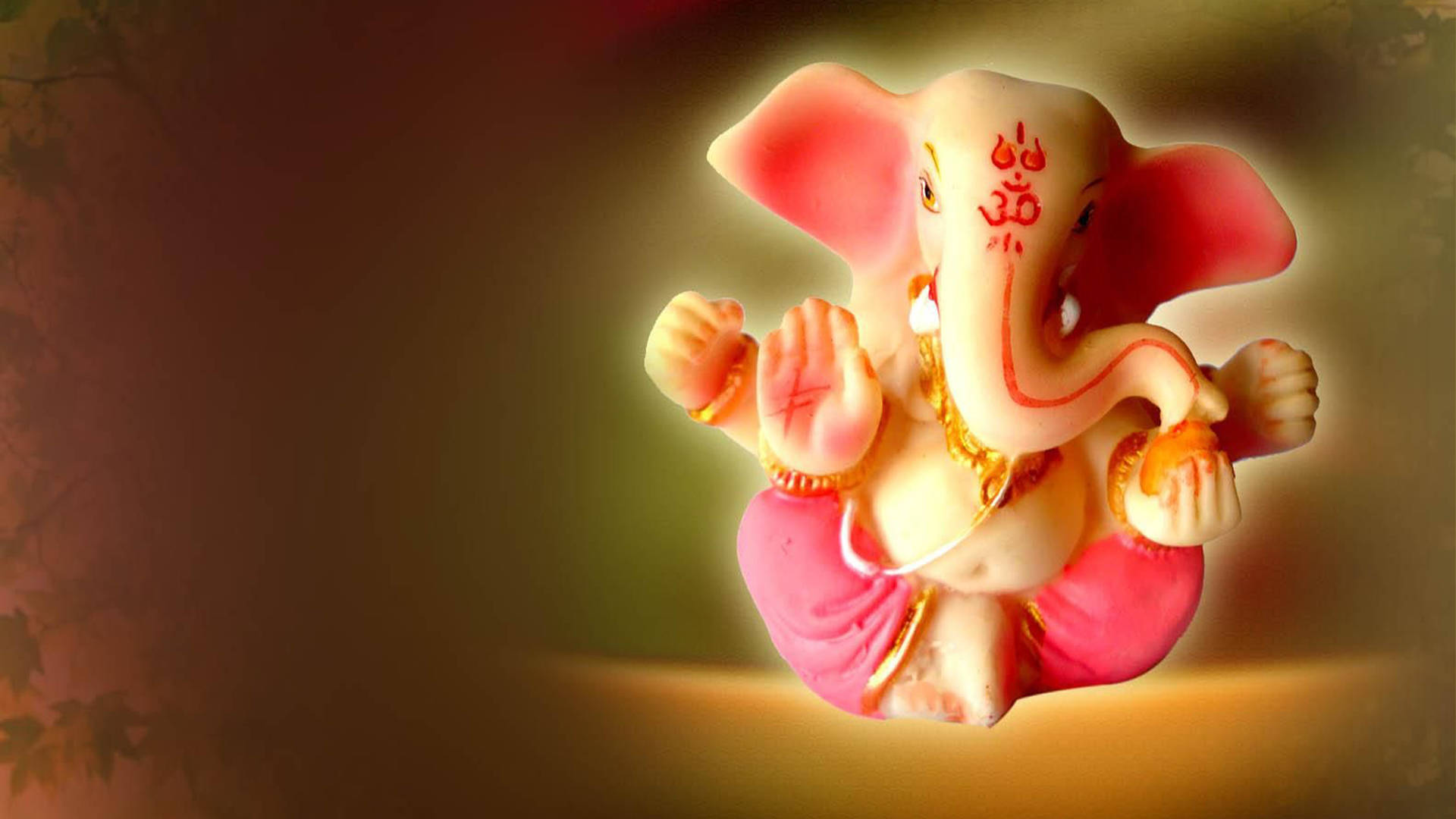Ganesha, glowing, pink and gold, Full HD Desktop Wallpaper