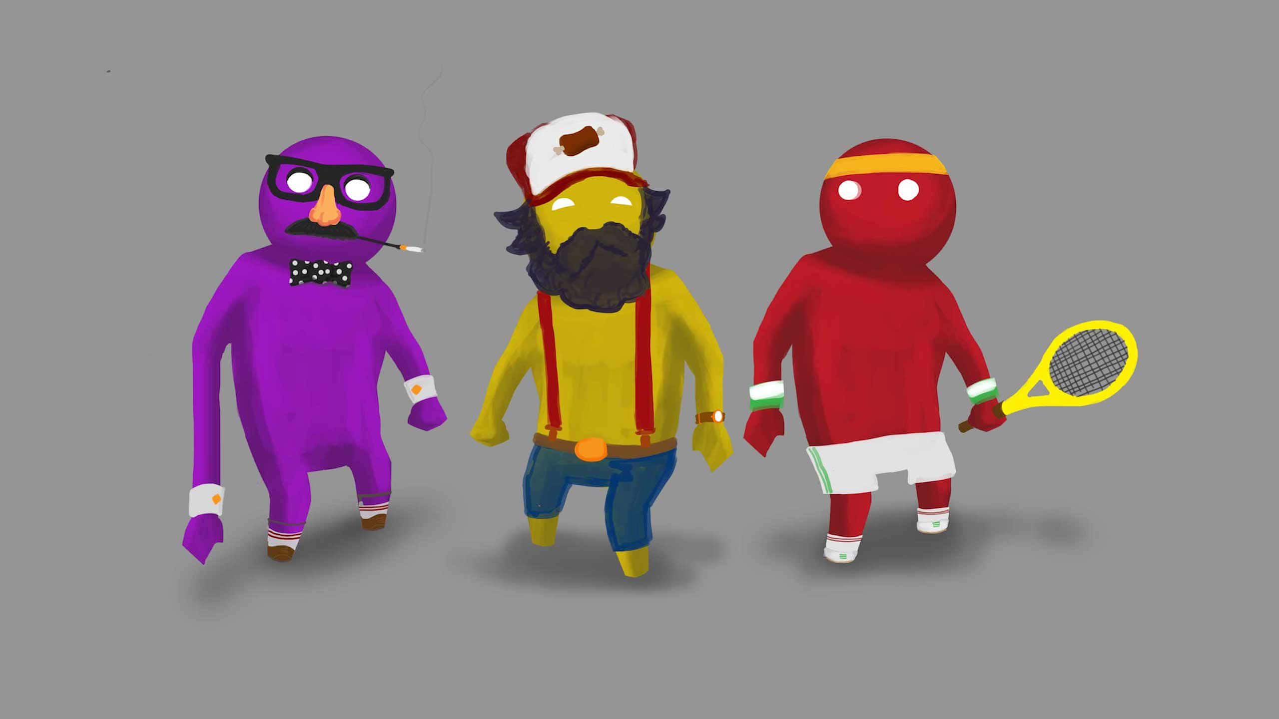 Gang Beast, tennis rackets, tennis balls, 2K Desktop Wallpaper