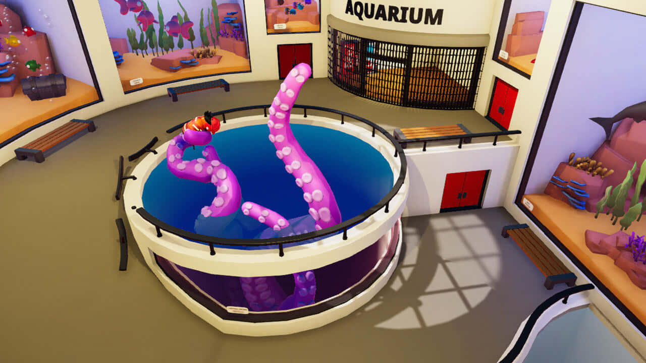 Gang Beast, vibrant purple octopus, white suction cups, HD Desktop Wallpaper