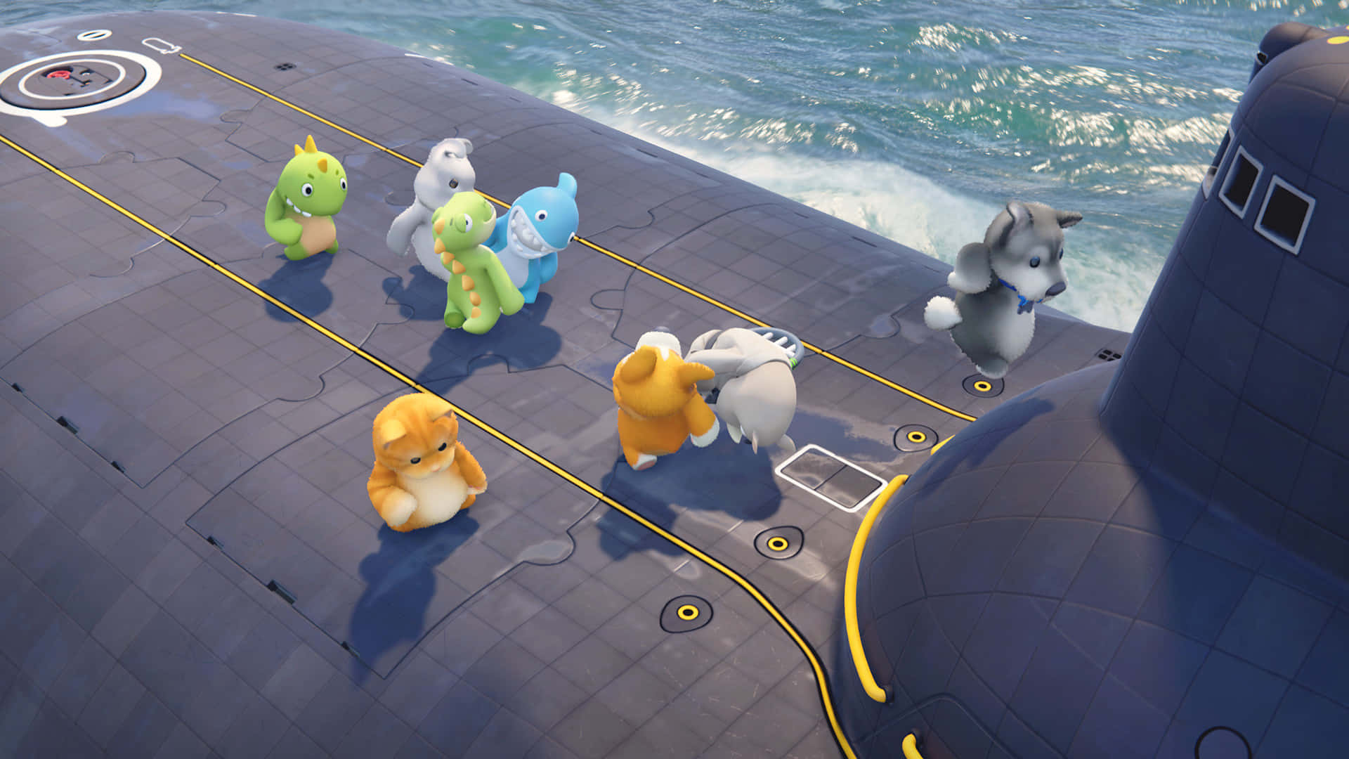 Gang Beast, submarine, ocean waves, Full HD Desktop Wallpaper