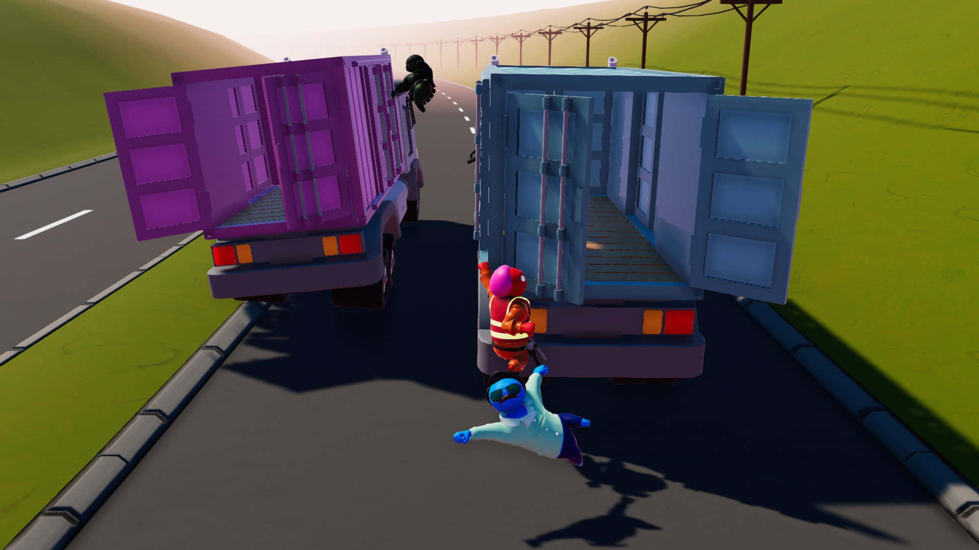 Gang Beast, cartoon image, truck, Full HD Desktop Wallpaper