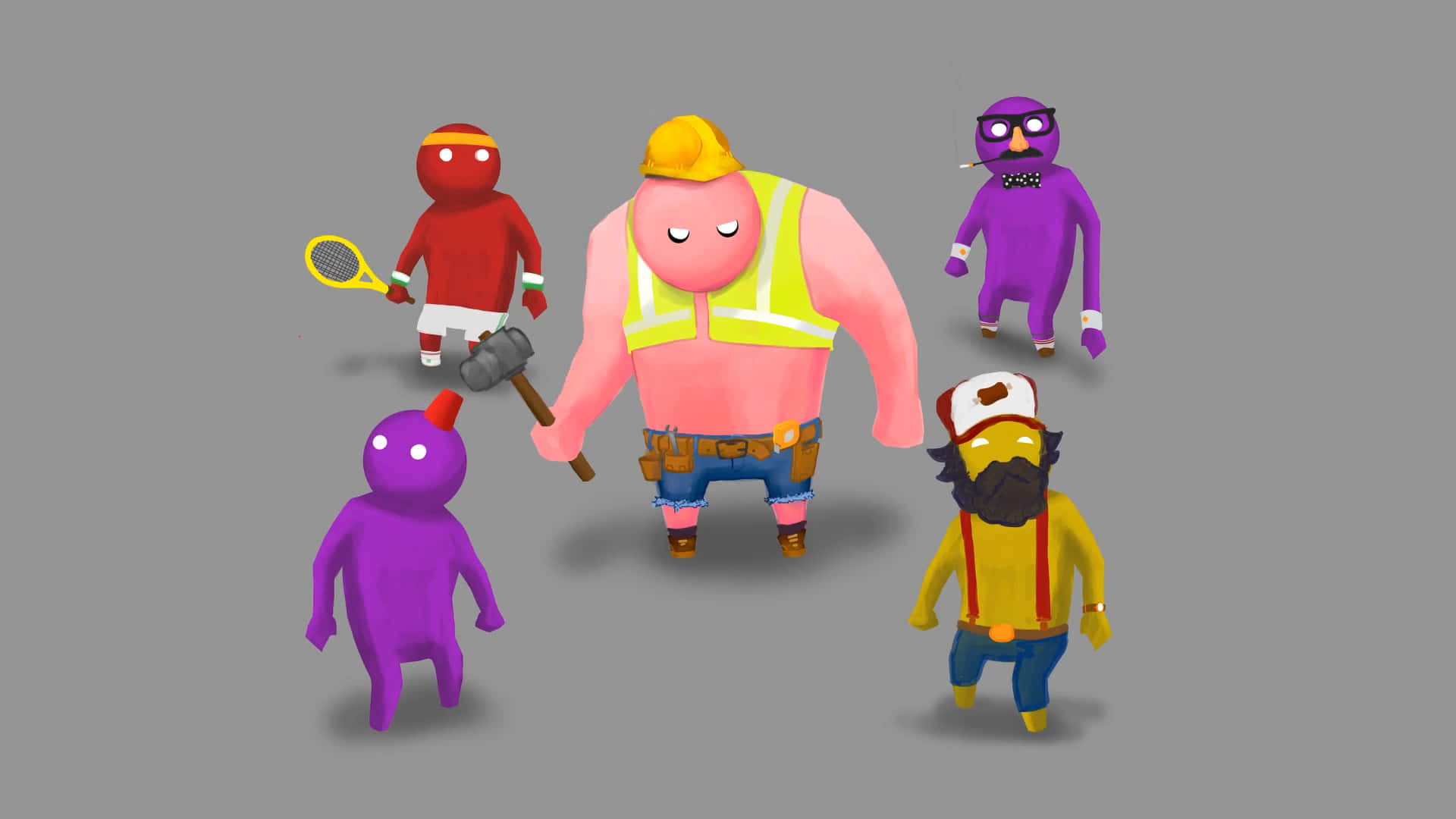 Gang Beast, cartoon characters, tools, Full HD Desktop Wallpaper