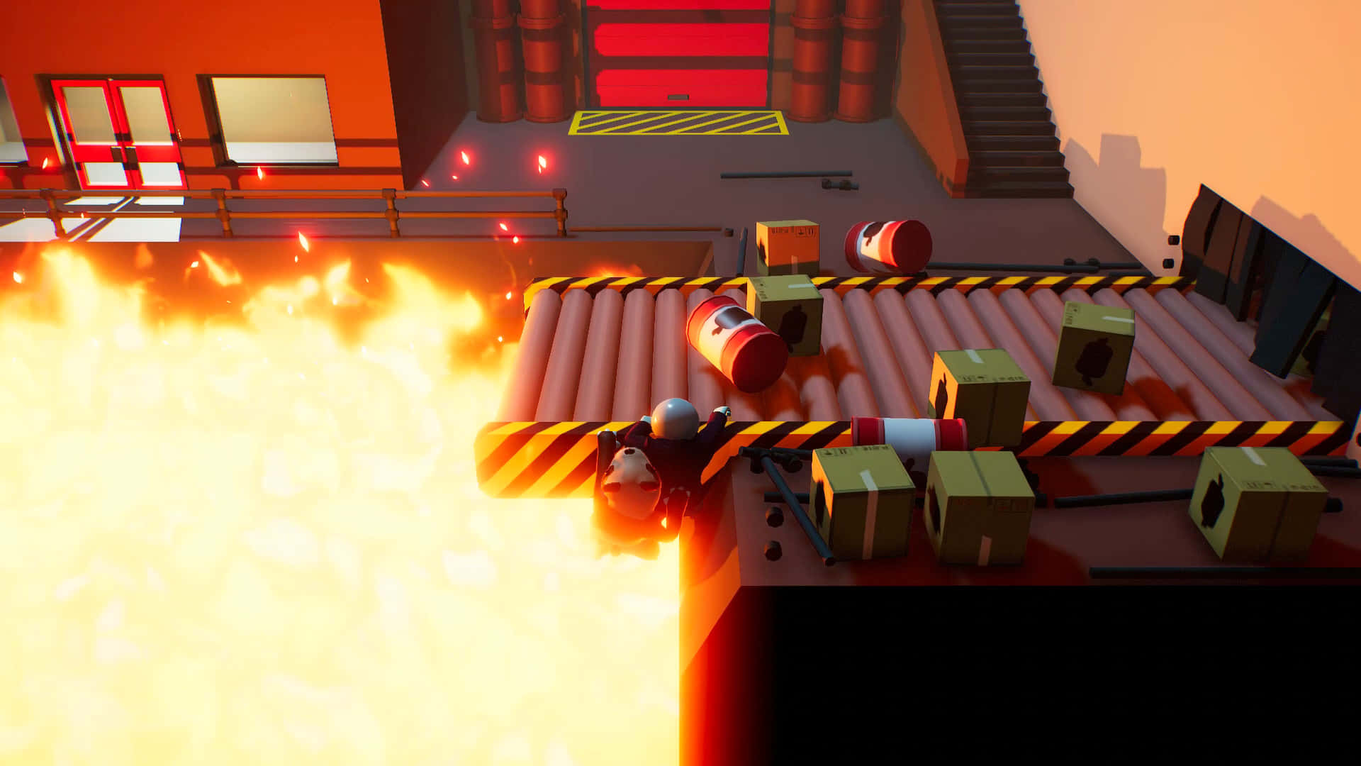 Gang Beast, fire, cartoon firefighter, Full HD Desktop Wallpaper