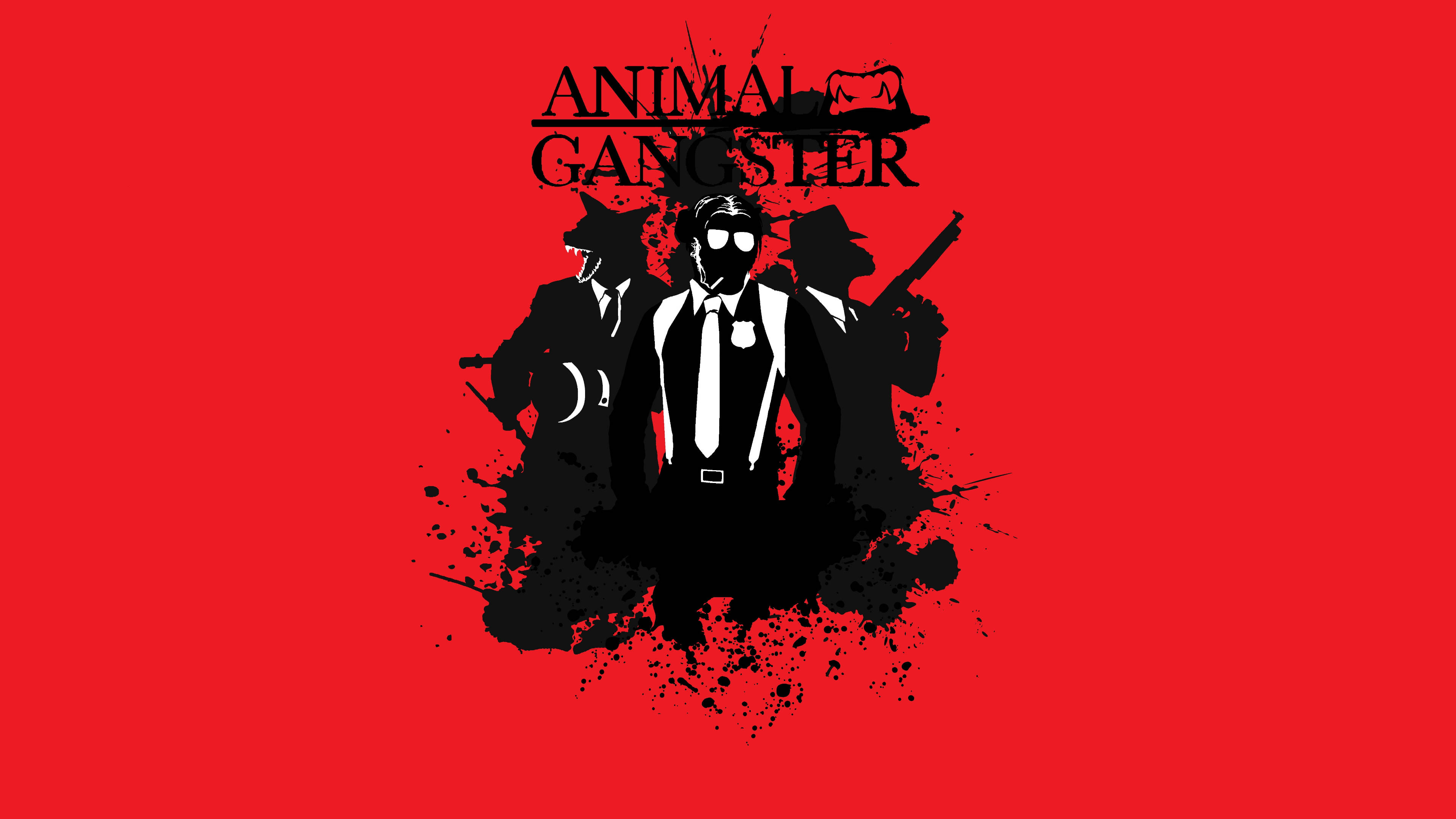 Thug Life Animal Gangster, black silhouettes, guns, 4K Desktop Wallpaper