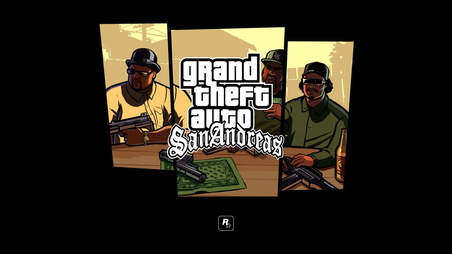 gang, cartoon gangsters, table, Full HD Desktop Wallpaper