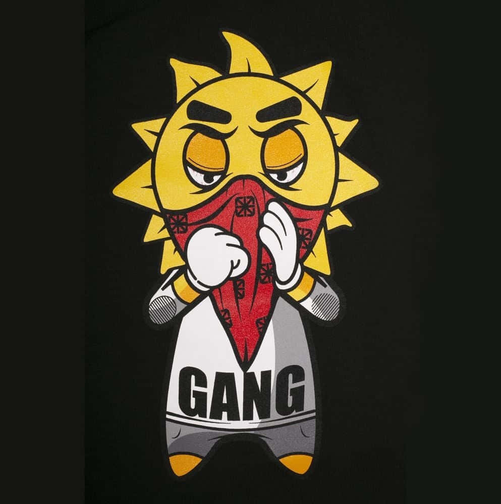 GANG, cartoon sun character, angry eyes, SD Phone Wallpaper
