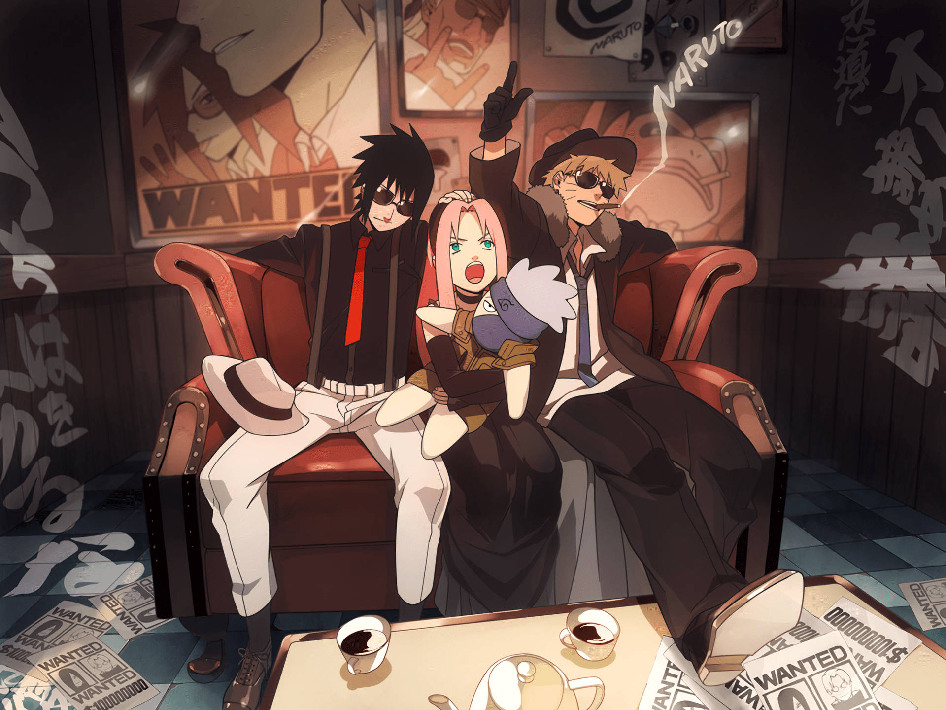 Team 7, red couch, dimly lit room, Full HD Desktop Wallpaper