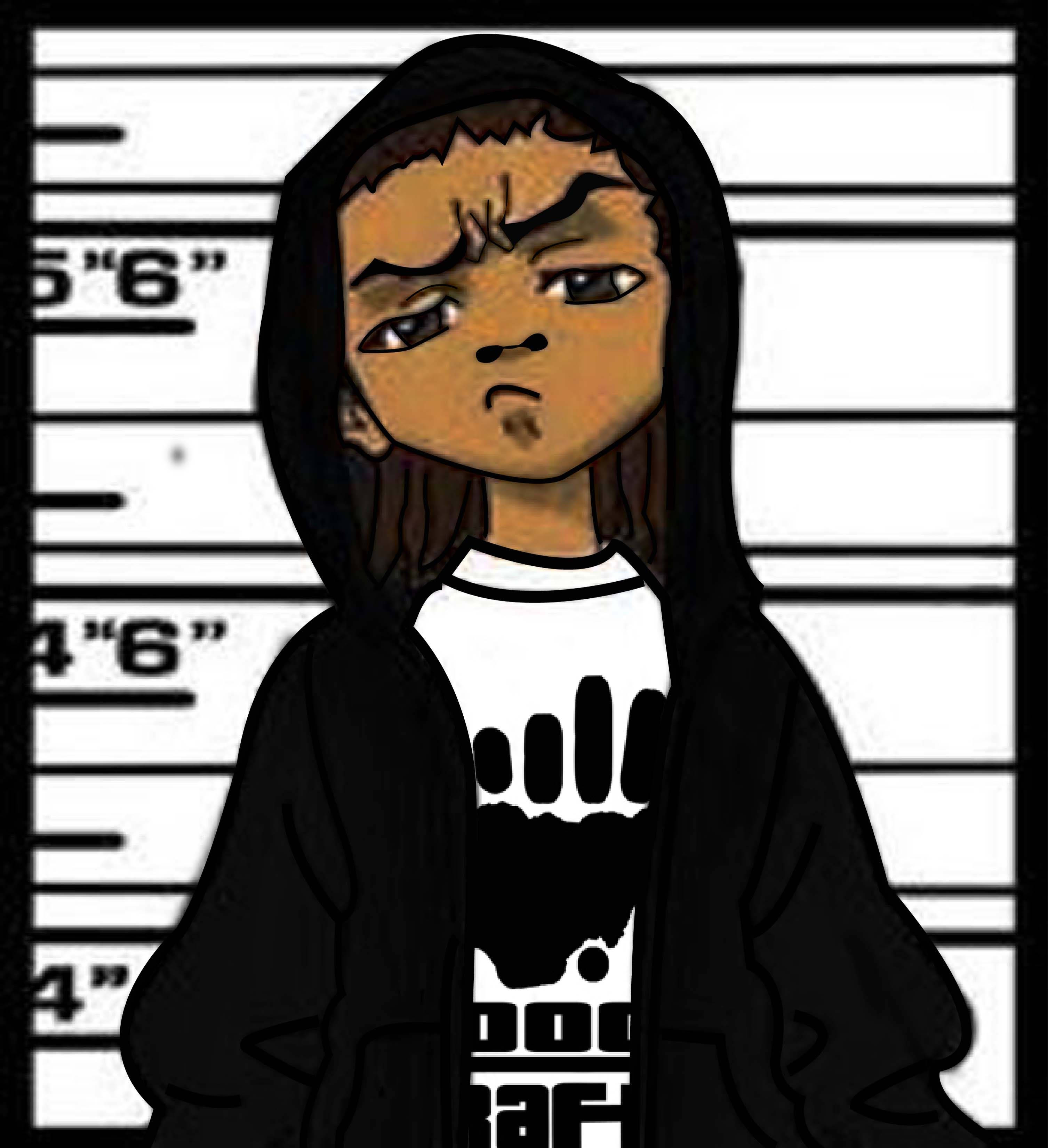 Gangsta Cartoon, hooded jacket, angry expression, 2K Phone Wallpaper