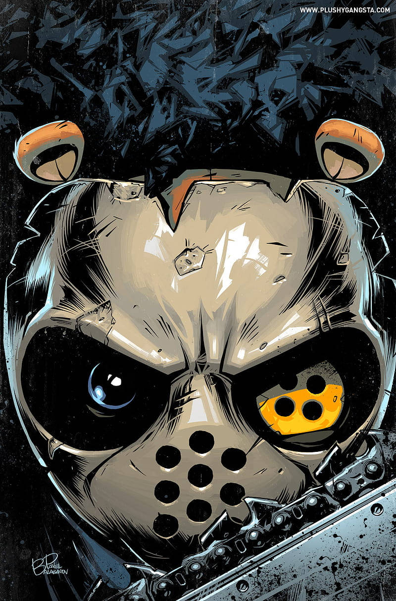 Gangsta Cartoon, plush panda, glowing yellow eye, SD Phone Wallpaper