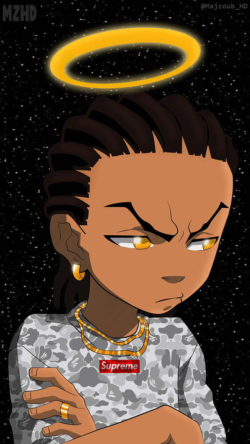 supreme, black boy, gold halo, HD Phone Wallpaper