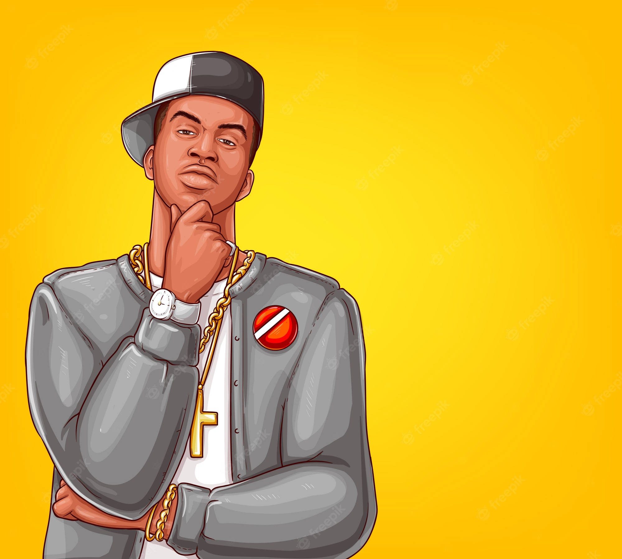 Gangsta Cartoon, grey jacket, cap, Full HD Desktop Wallpaper
