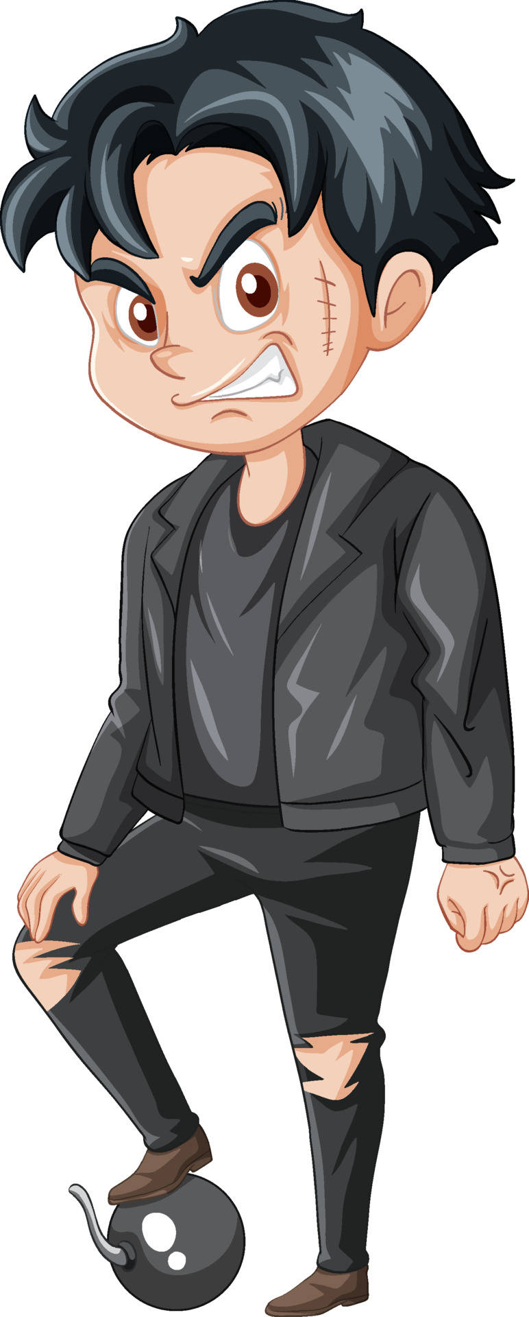 Gangsta Cartoon, cartoon boy, black jacket, Full HD Phone Wallpaper
