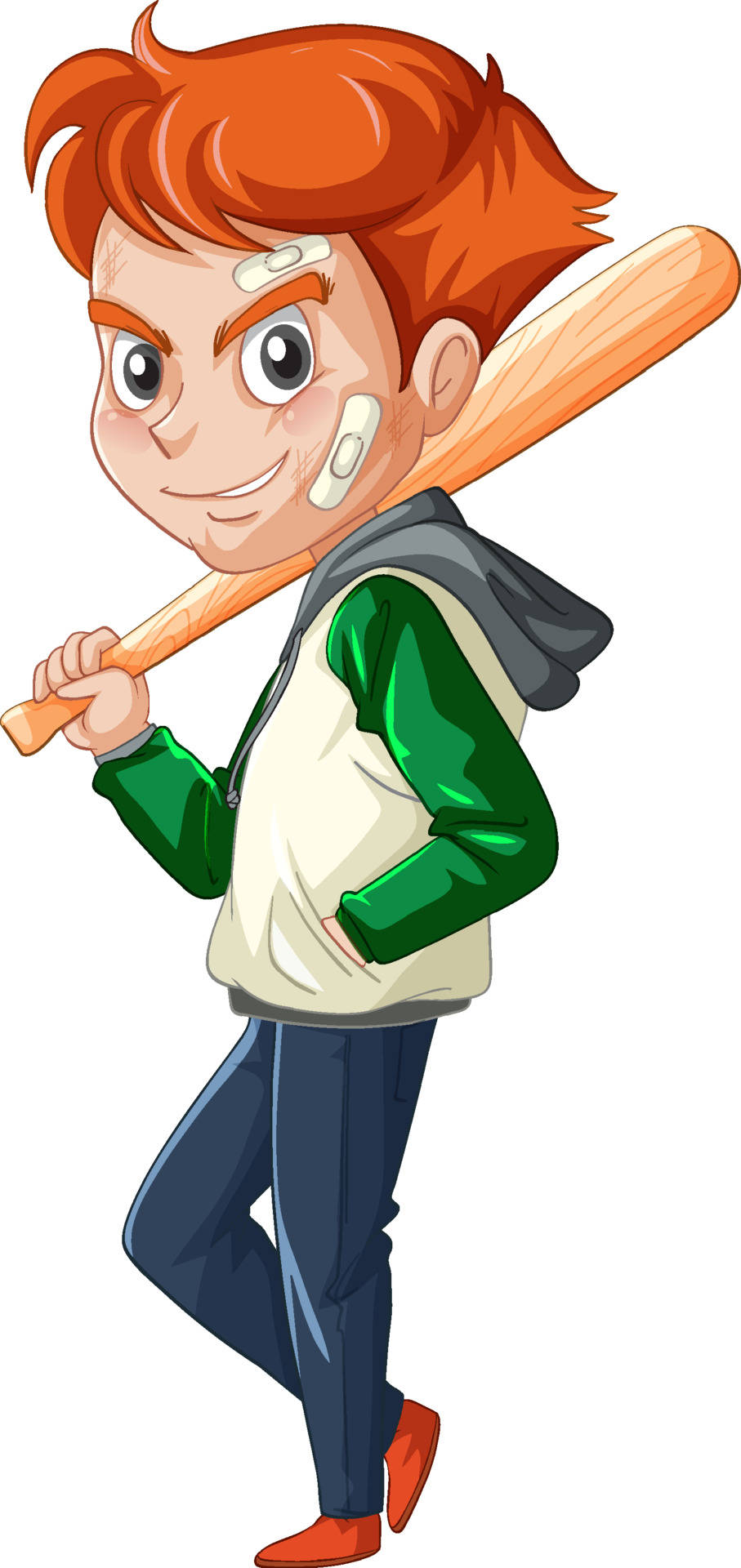 cartoon boy, red hair, bandages, Full HD Phone Wallpaper