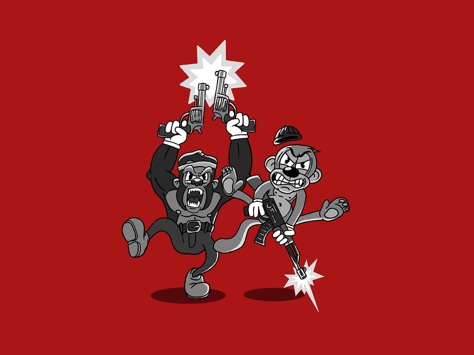 gangsta cartoon, cartoon monkeys, military gear, HD Desktop Wallpaper