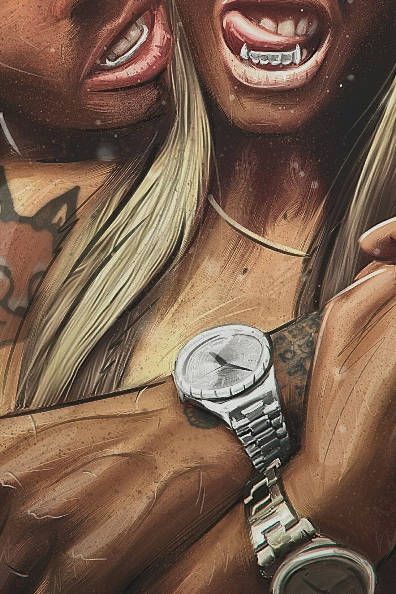 Gangsta Cartoon, vampire couple, blonde hair, Full HD Phone Wallpaper