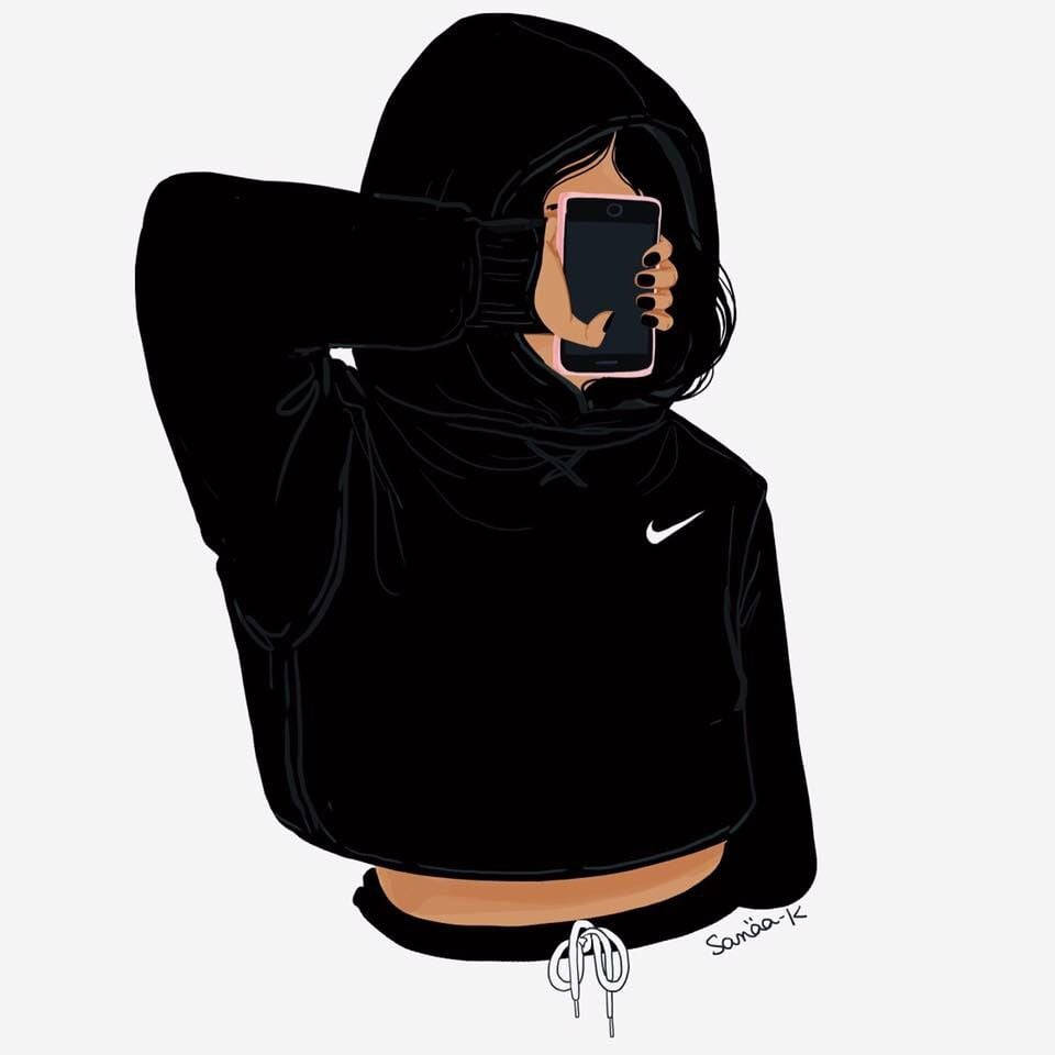 Gangsta Cartoon, black hoodie, pink phone, SD Desktop Wallpaper