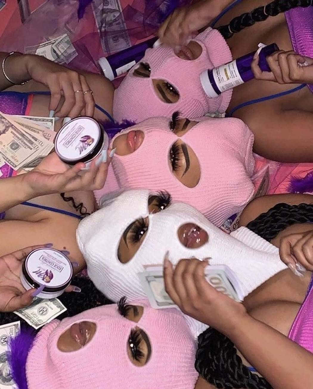 pink ski mask, glam squad, knit masks, HD Phone Wallpaper