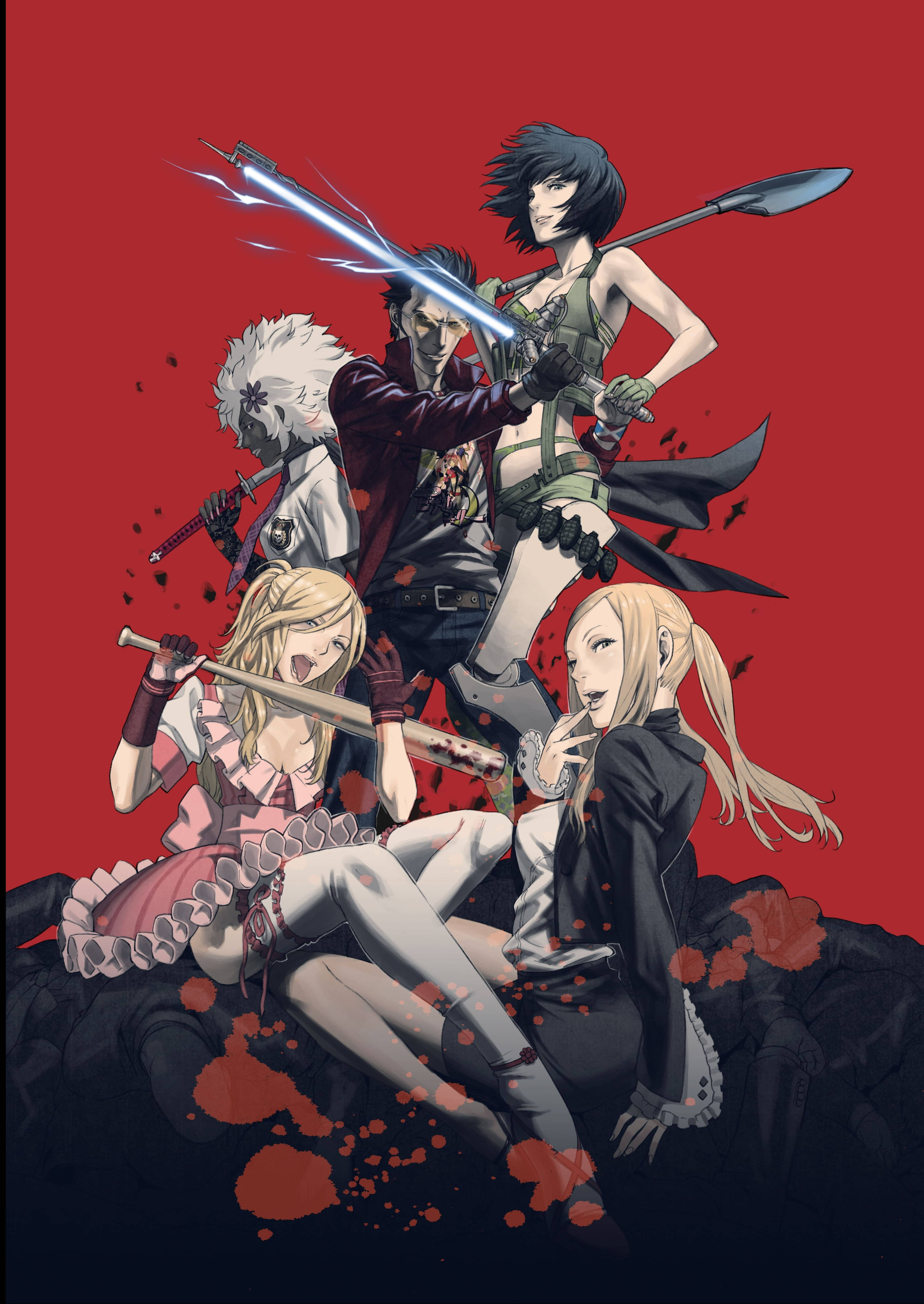 anime, gang of assassins, combat poses, 5K Phone Wallpaper