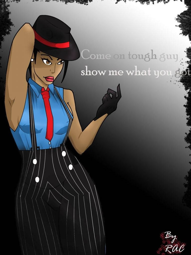 Gangsta Cartoon, anime woman, black fedora, SD Phone Wallpaper
