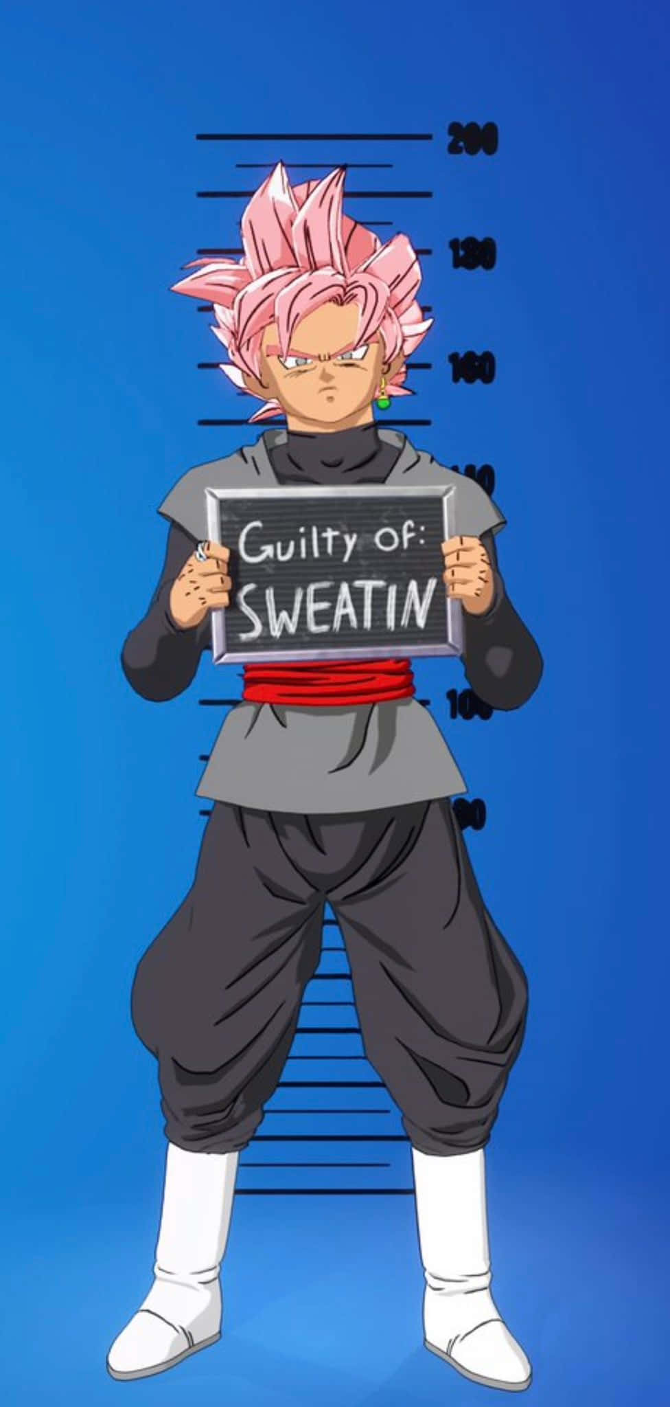 Gangster Goku, pink-haired anime character, black gi, Full HD Phone Wallpaper