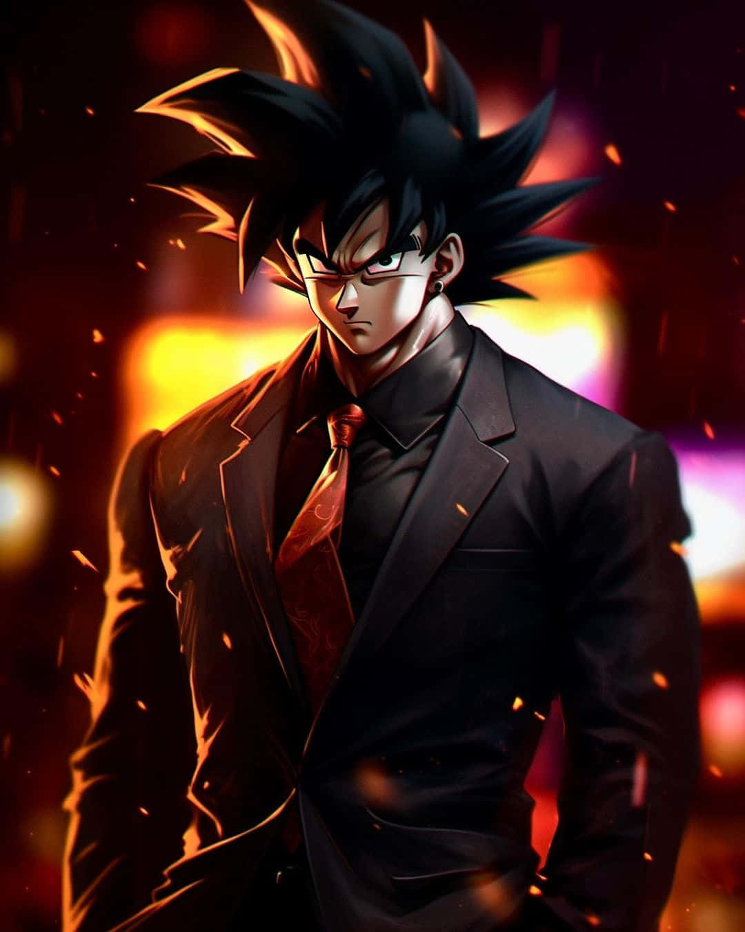 Gangster Goku, spiky black hair, glasses, HD Phone Wallpaper