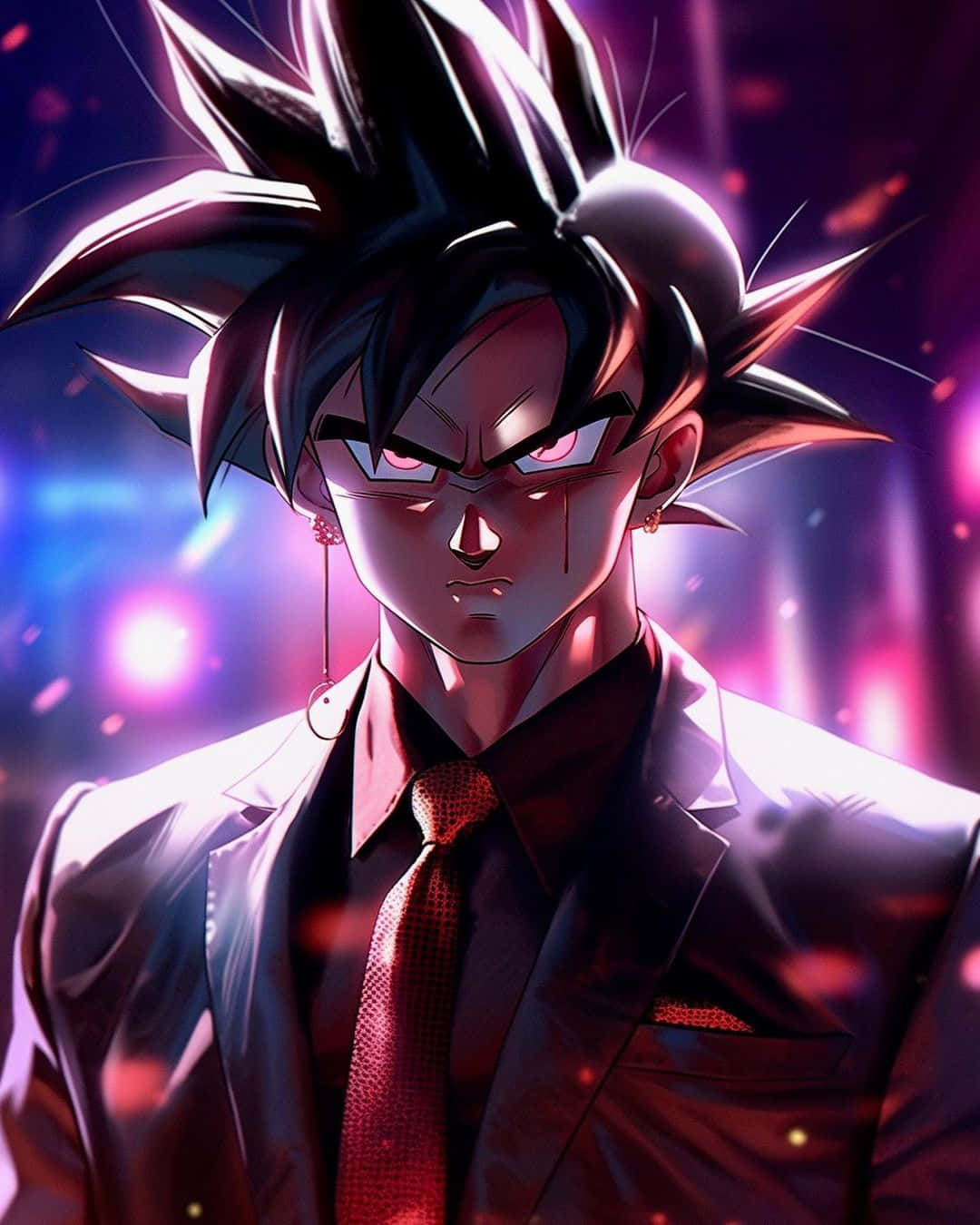 Gangster Goku, anime warrior, glowing pink eyes, HD Phone Wallpaper