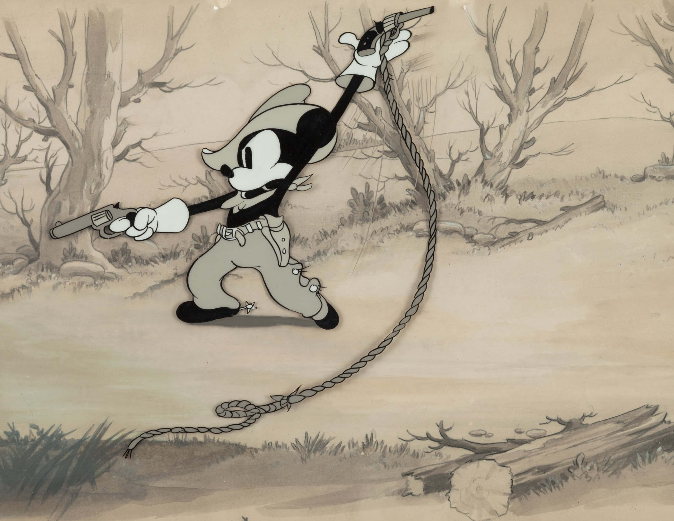 Gangster Mickey Mouse, cowboy gear, lasso, 2K Desktop Wallpaper