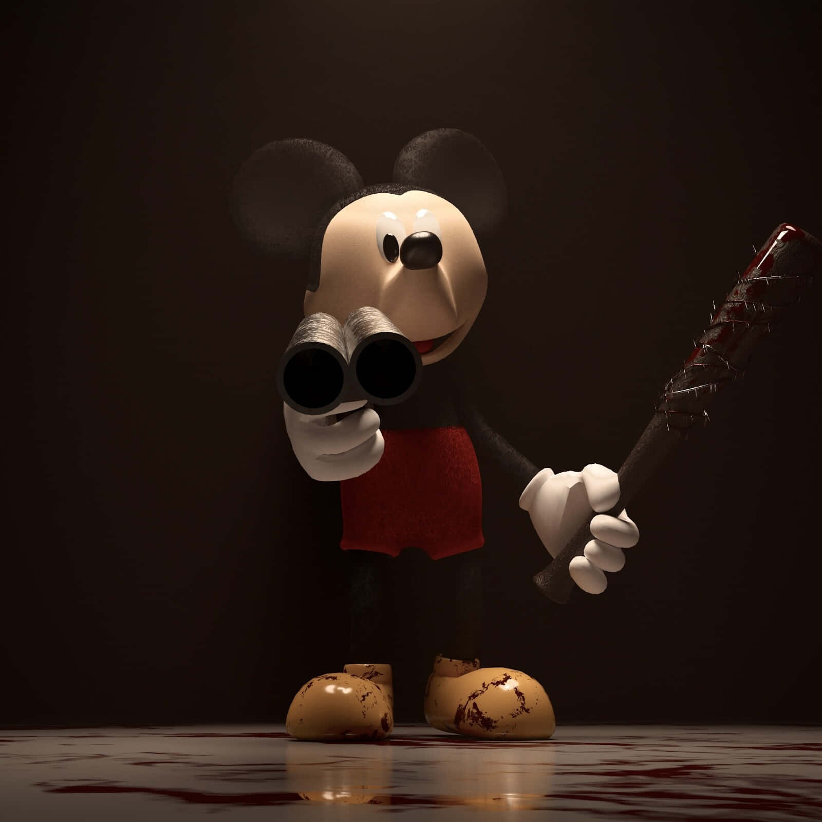Gangster Mickey Mouse, bat, binoculars, HD Desktop Wallpaper
