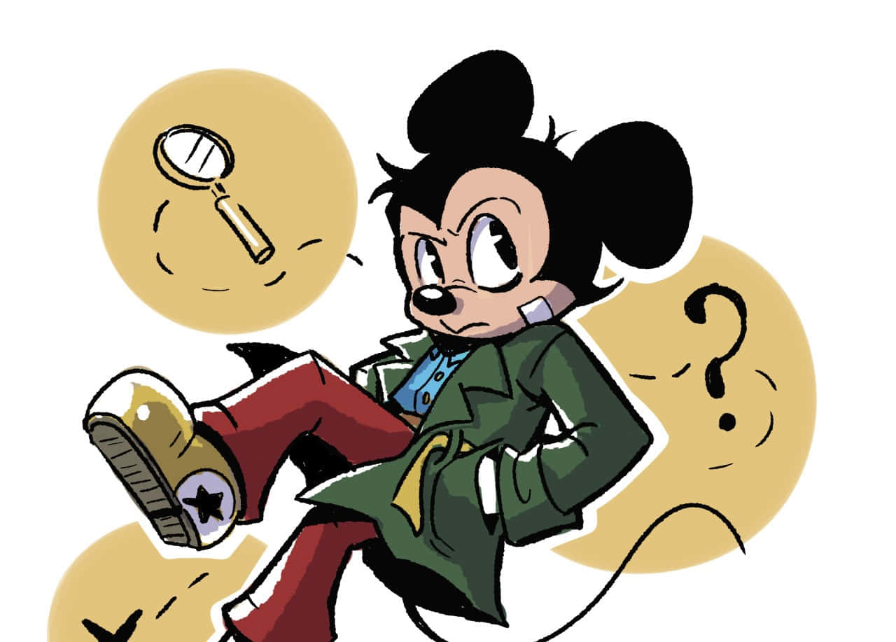 Gangster Mickey Mouse, green trench coat, red pants, HD Desktop Wallpaper