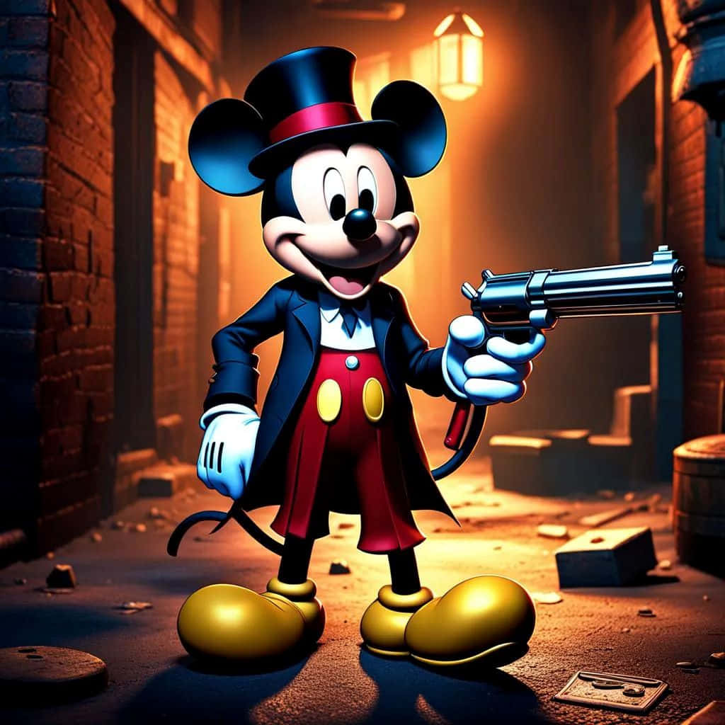 Gangster Mickey Mouse, top hat, suit, SD Desktop Wallpaper