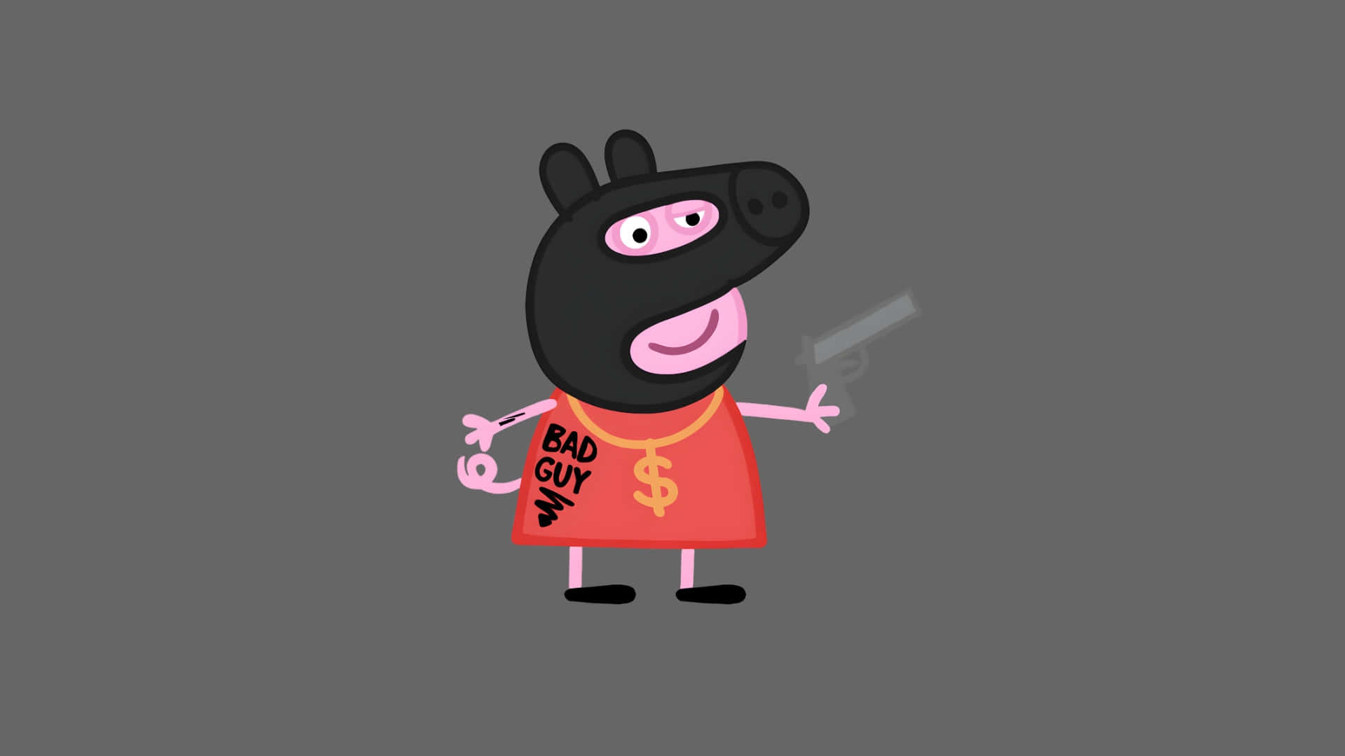 Gangster Peppa Pig, Peppa Pig, black mask, Full HD Desktop Wallpaper
