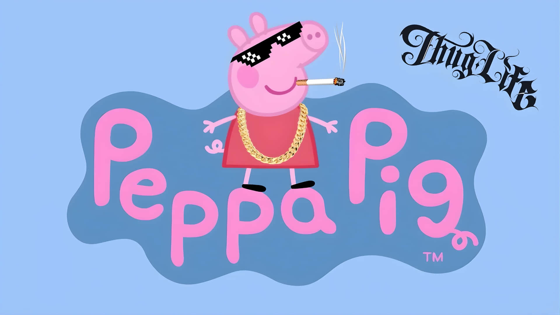Gangster Peppa Pig, Peppa Pig, black sunglasses, Full HD Desktop Wallpaper