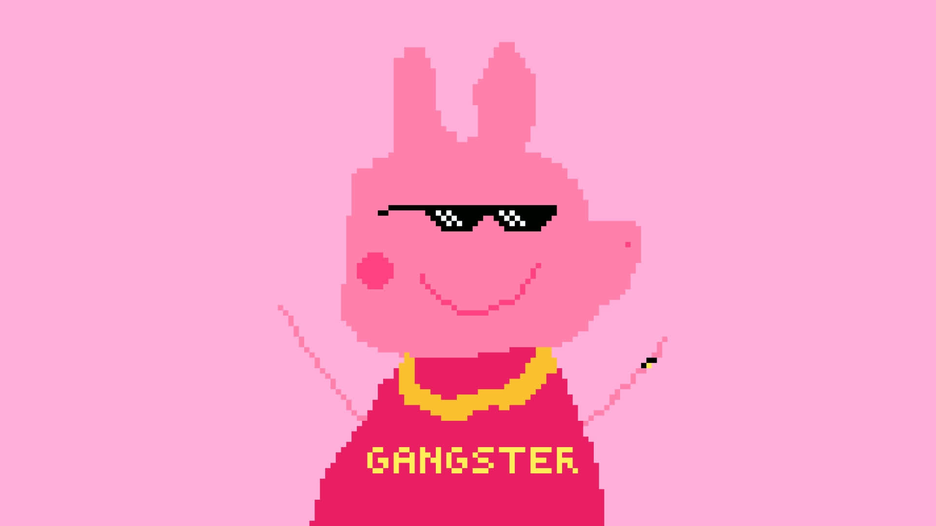 Gangster Peppa Pig, pink pig, black sunglasses, Full HD Desktop Wallpaper