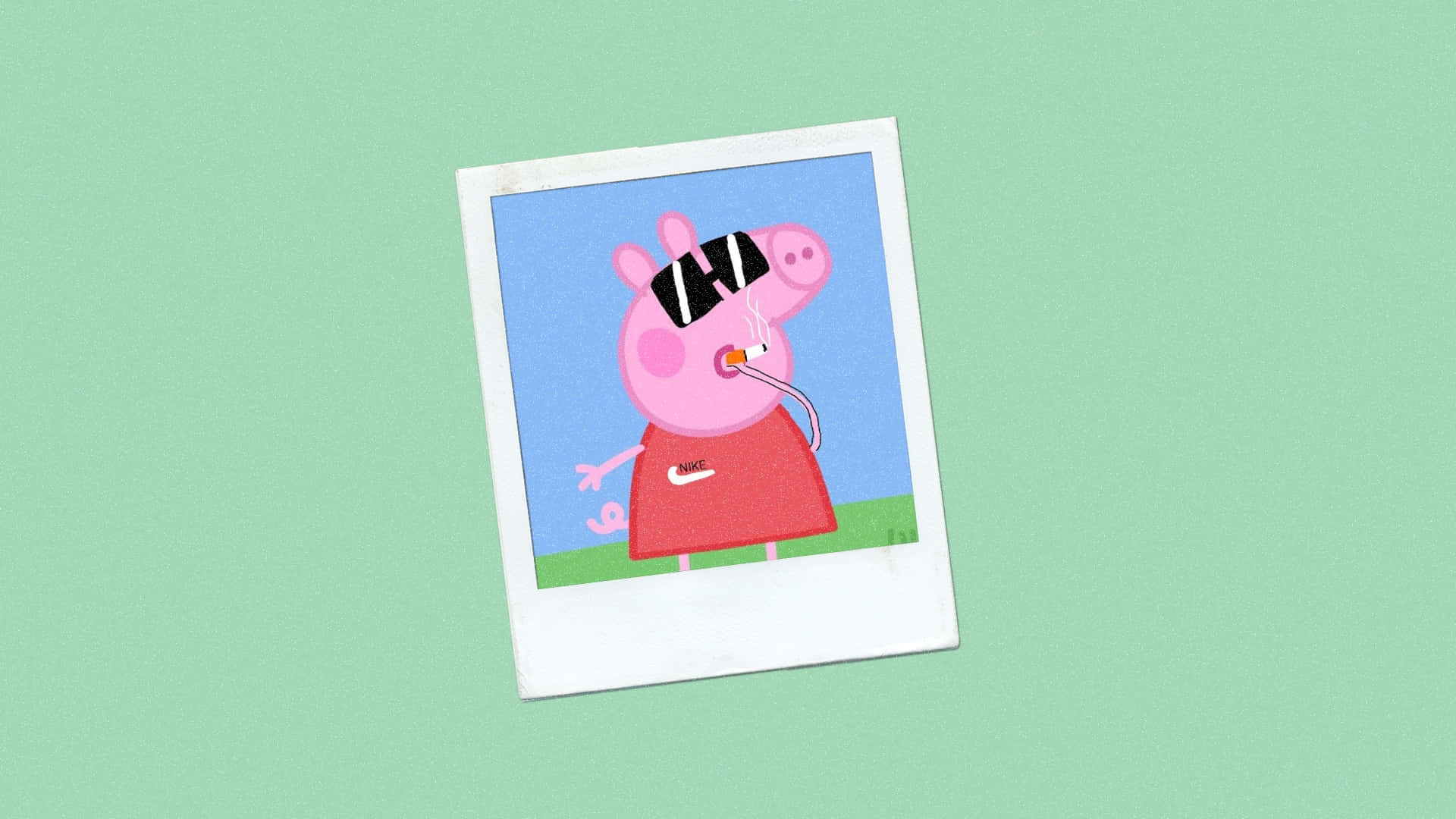 Peppa Pig, black sunglasses, red Nike shirt, Full HD Desktop Wallpaper
