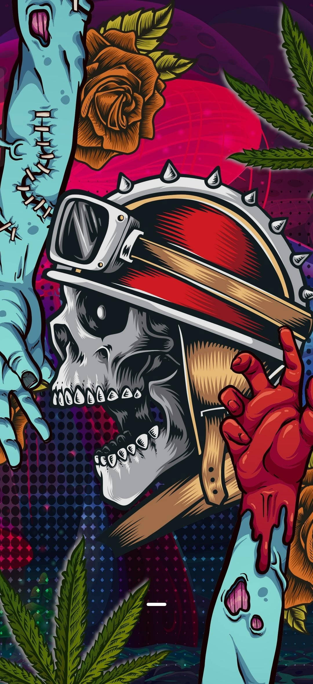 Gangster Skeleton, spiked helmet, goggles, Full HD Phone Wallpaper