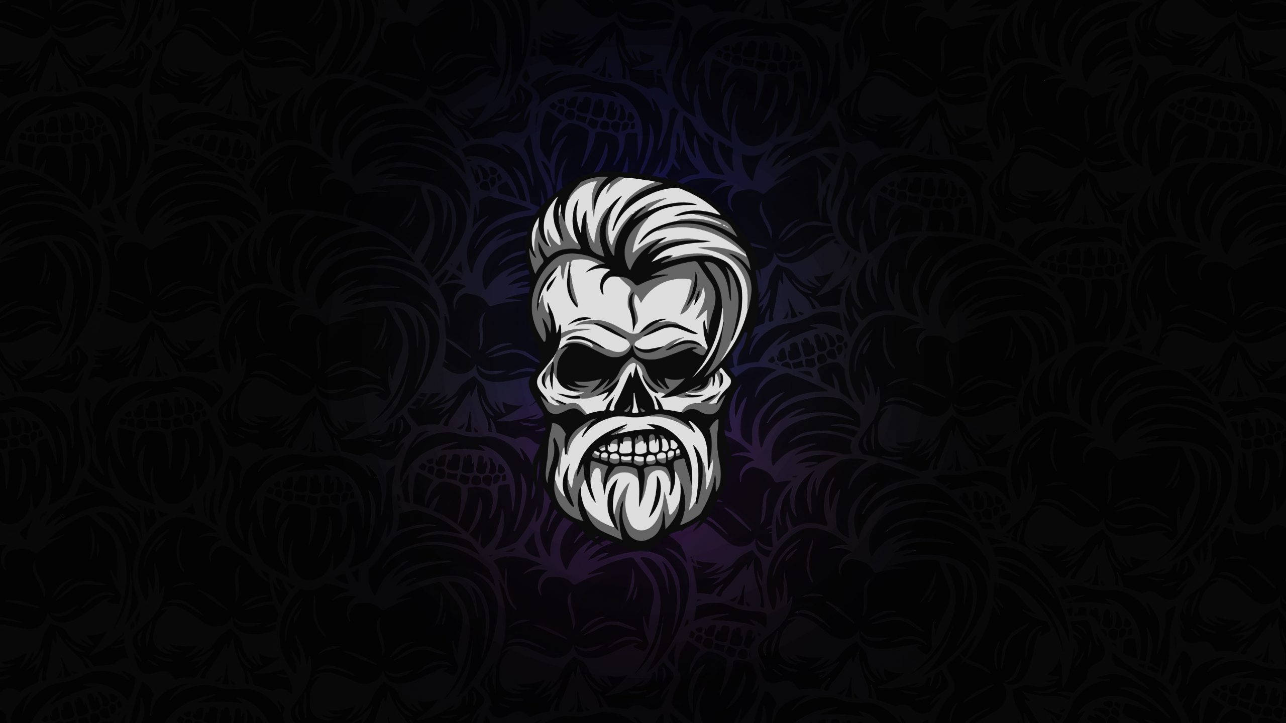 Gangster Skeleton, slicked-back hairstyle, beard, 2K Desktop Wallpaper