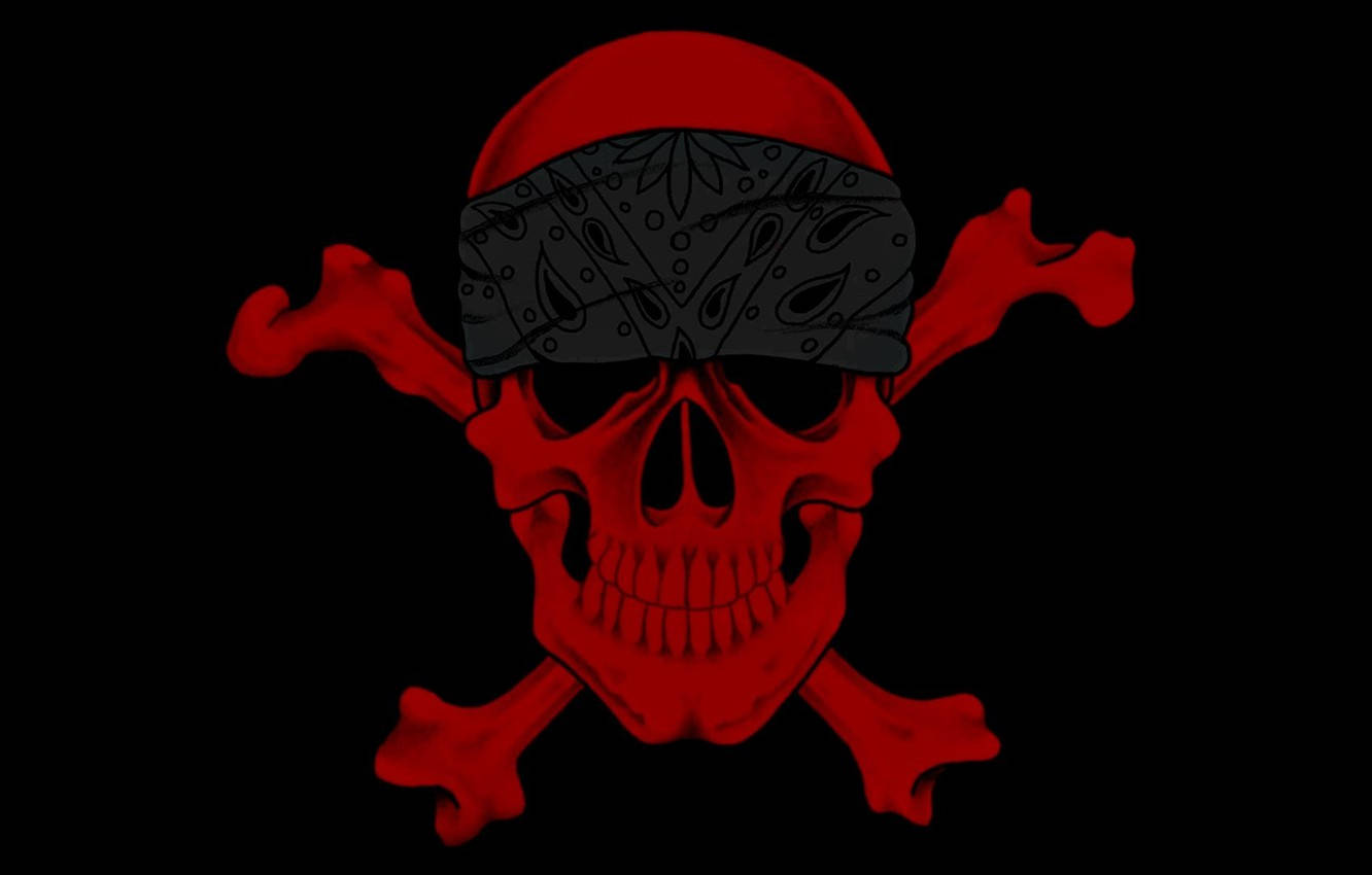 Gangster Skeleton, red skull, crossed bones, HD Desktop Wallpaper
