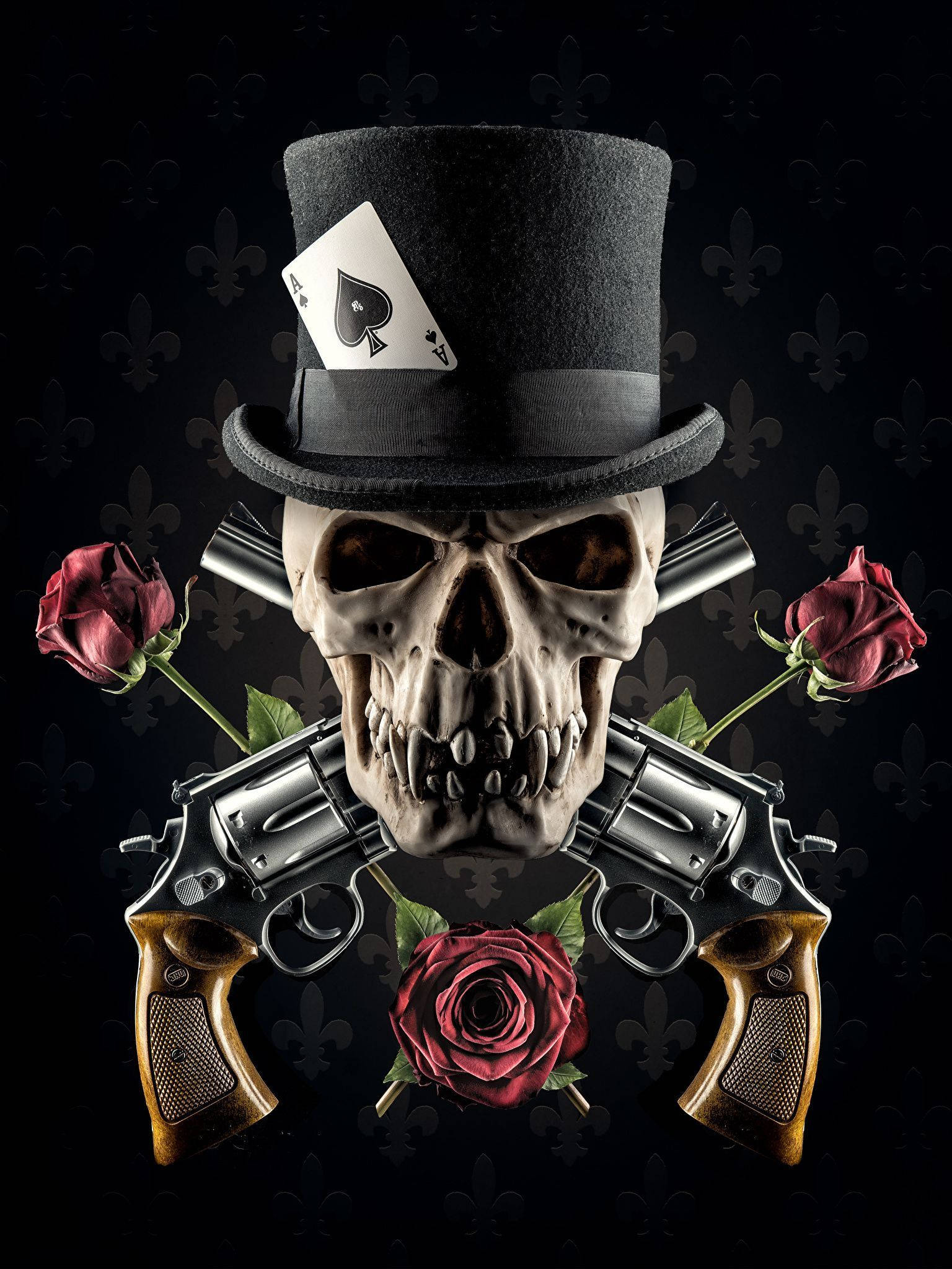 Gangster Skeleton, top hat, ace of spades, Full HD Phone Wallpaper