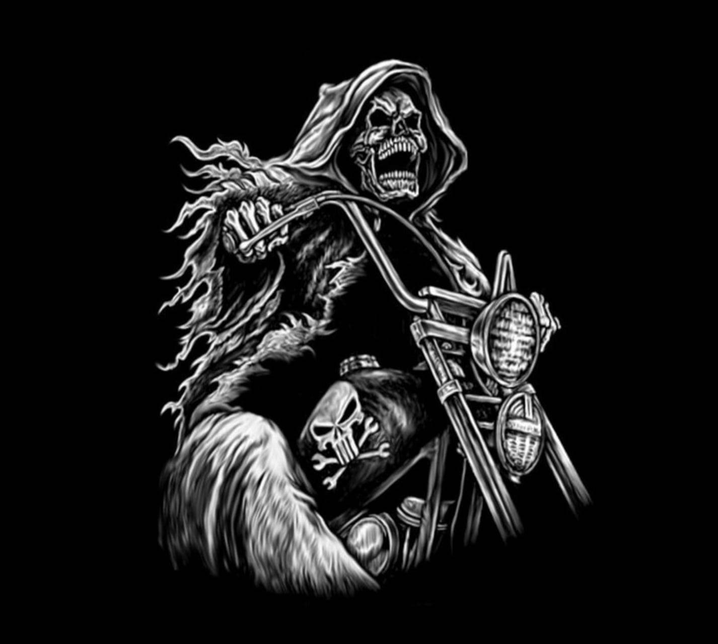 Gangster Skeleton, skeletal grim reaper, hooded cloak, HD Desktop Wallpaper